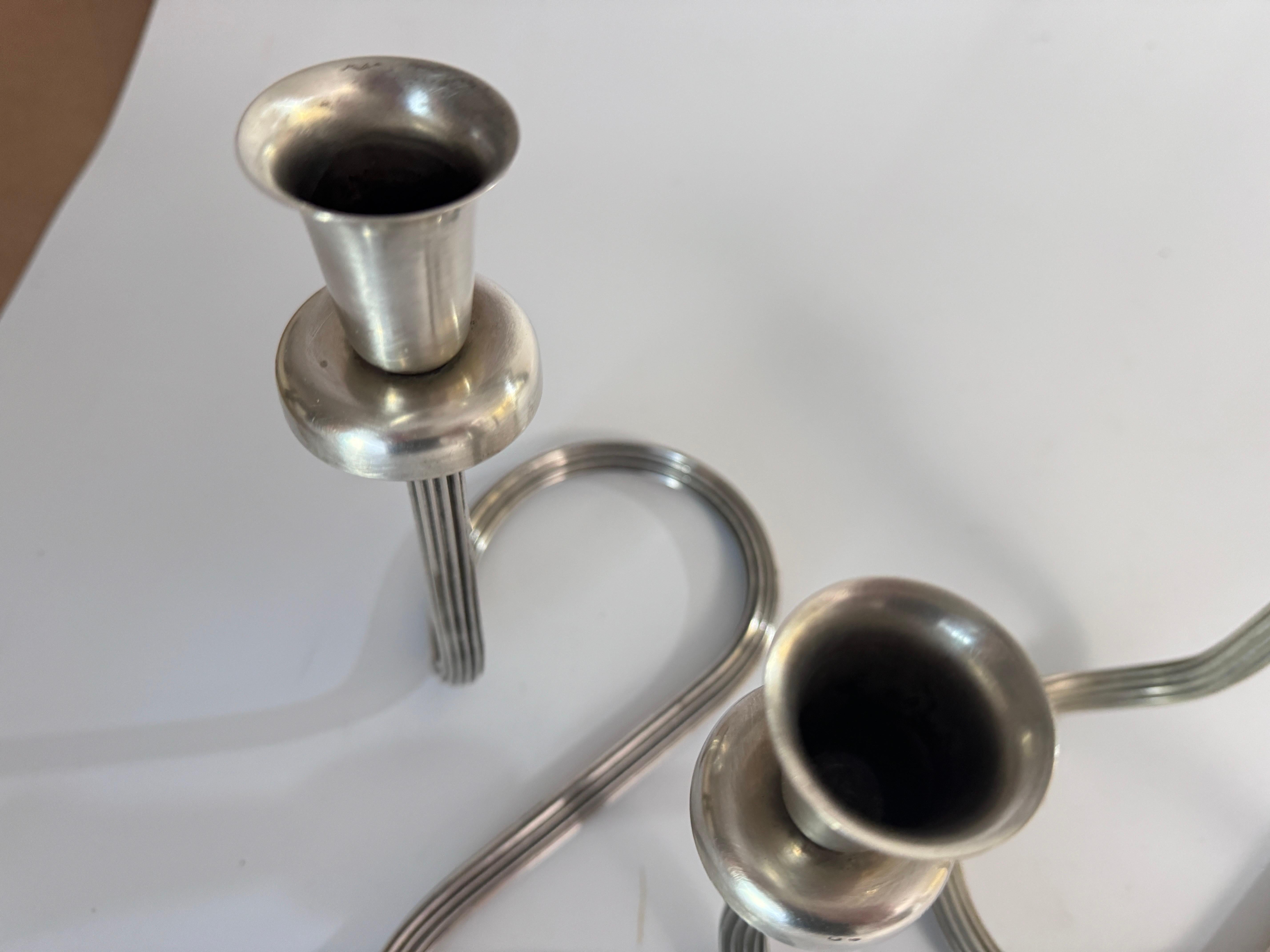 Pair of Candleholders Silver Plated, France twisted form circa 1970 In Good Condition For Sale In Auribeau sur Siagne, FR