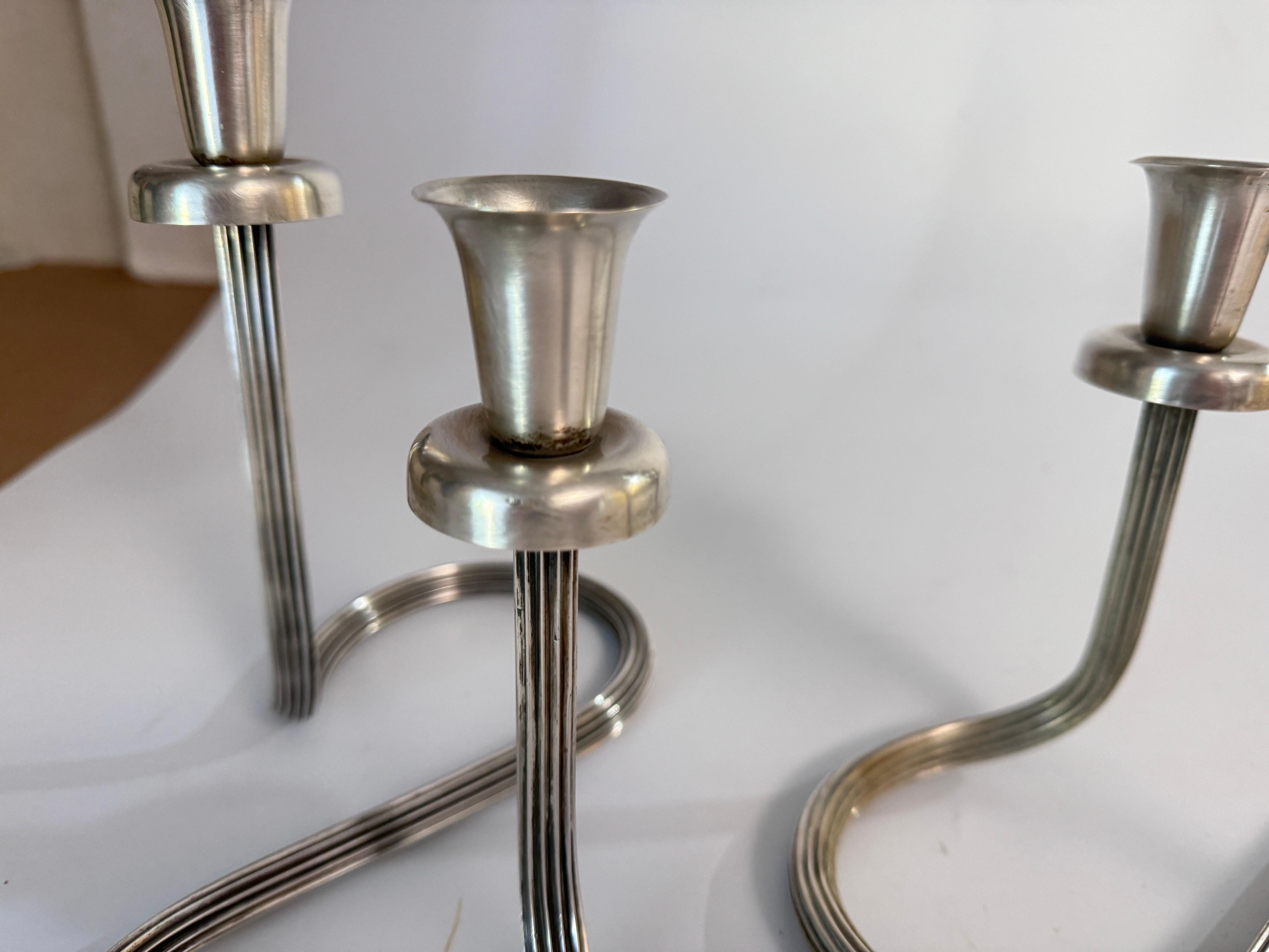 Late 20th Century Pair of Candleholders Silver Plated, France twisted form circa 1970 For Sale