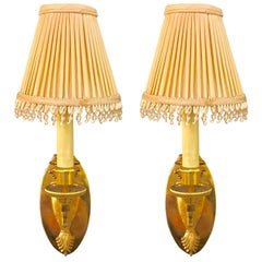 georgian wall lights Pair of Candleprick Brass Single Light Georgian Style Wall Sconces