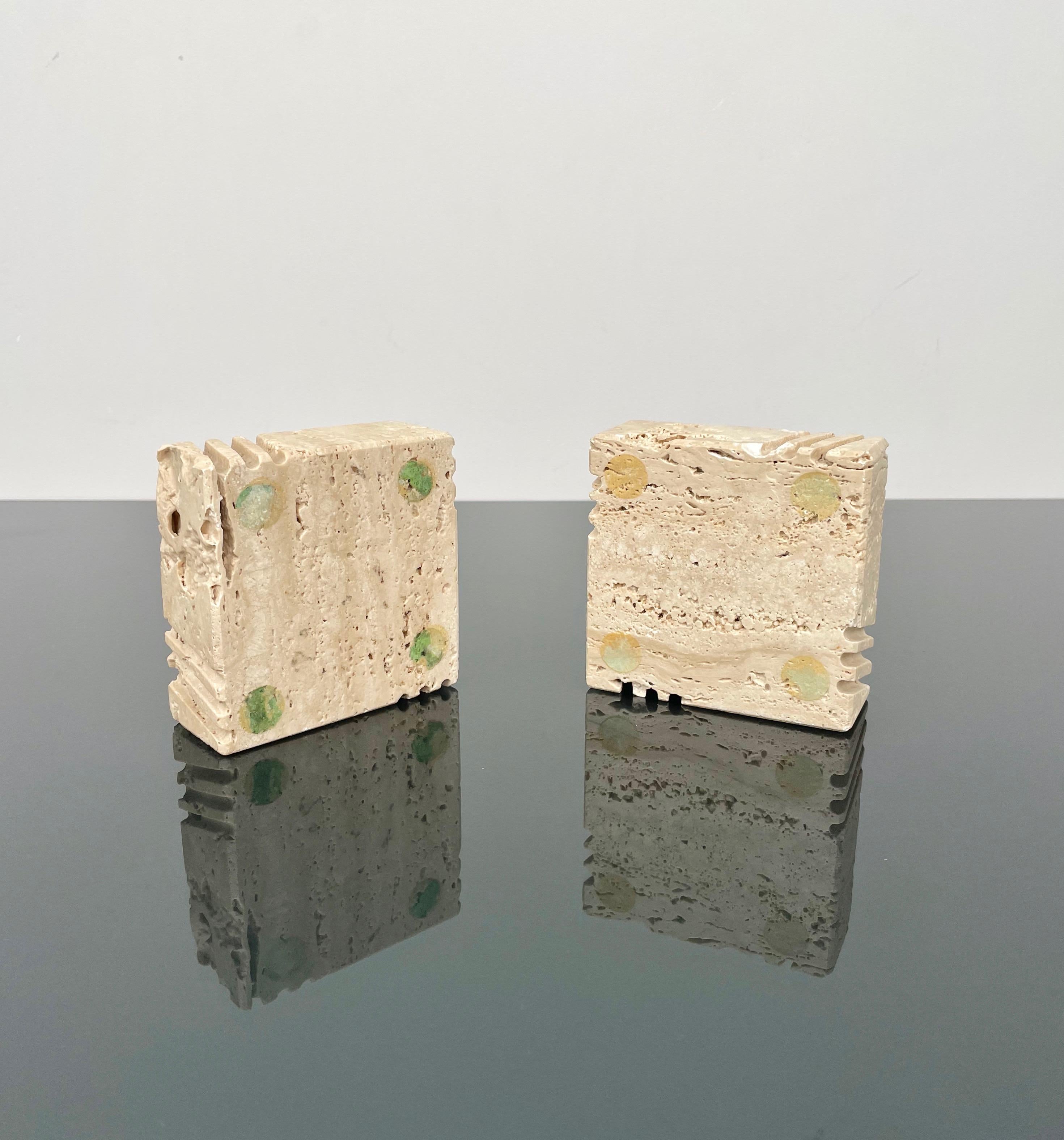 Pair of Candles Holders or Ashtrays Travertine Fratelli Mannelli, Italy, 1970s For Sale 8