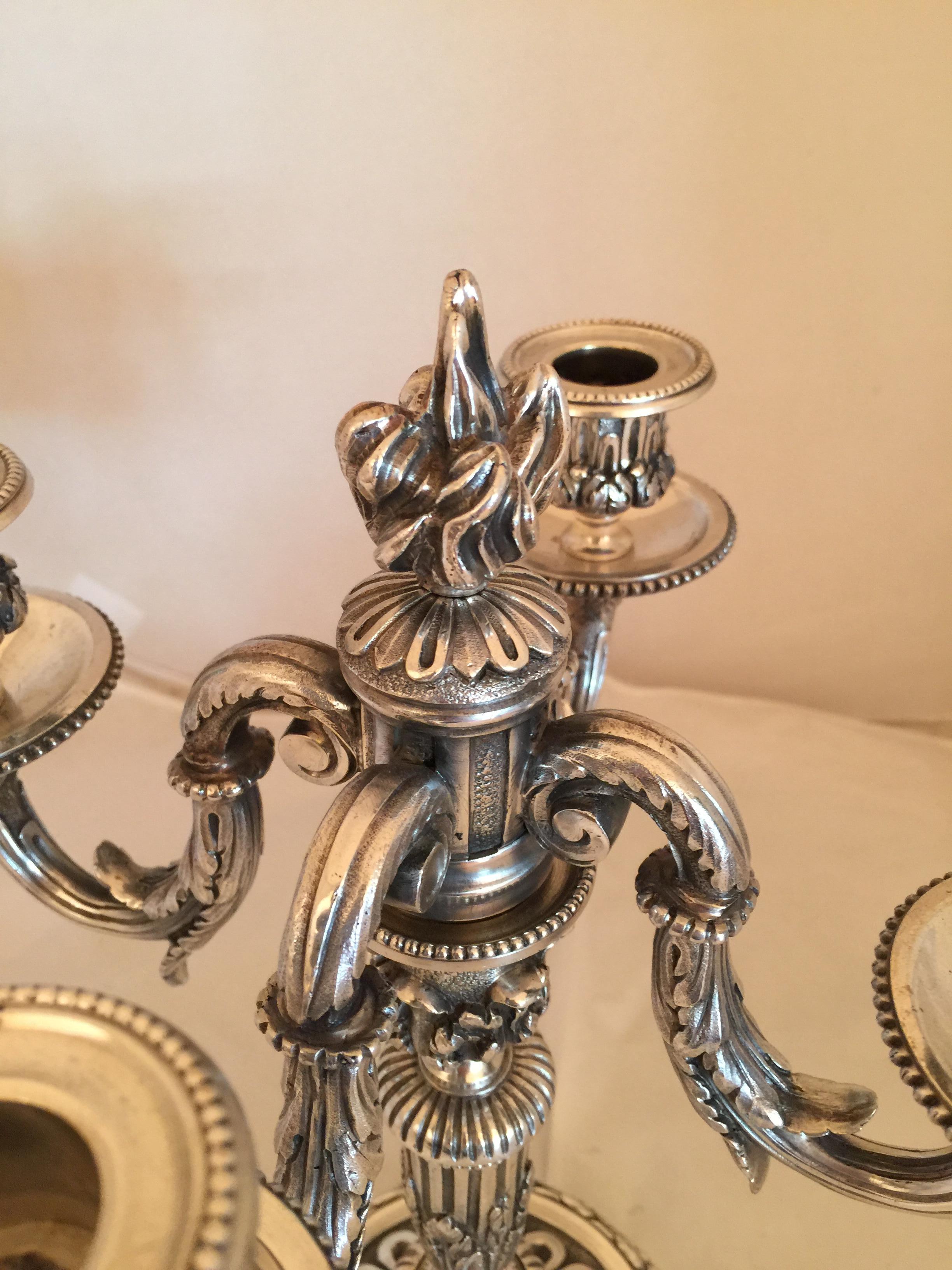 Pair of Candlestick in Silver Plated, 1900, Jugendstil, Art Nouveau, Liberty For Sale 4