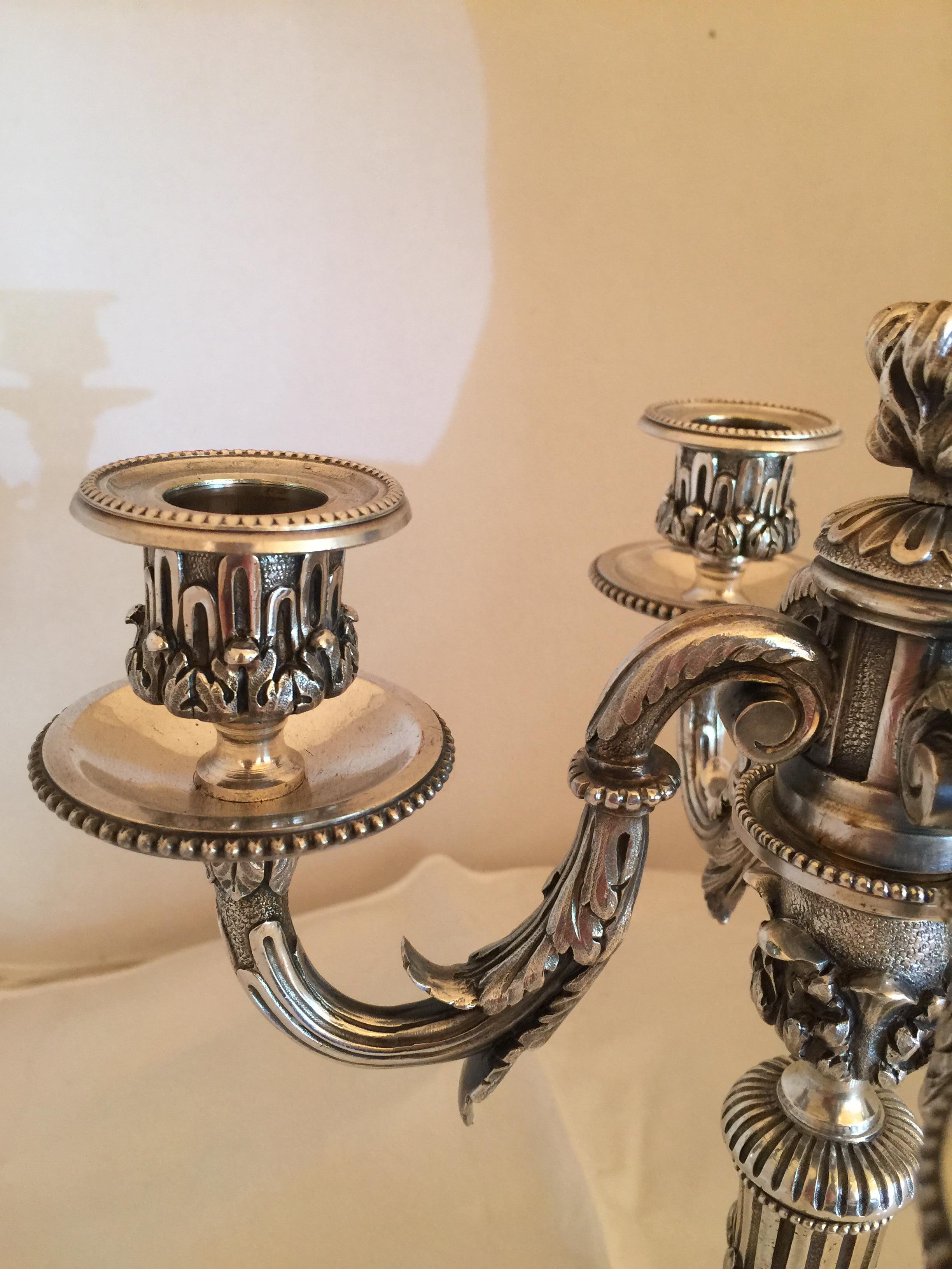 Pair of Candlestick in Silver Plated, 1900, Jugendstil, Art Nouveau, Liberty For Sale 7