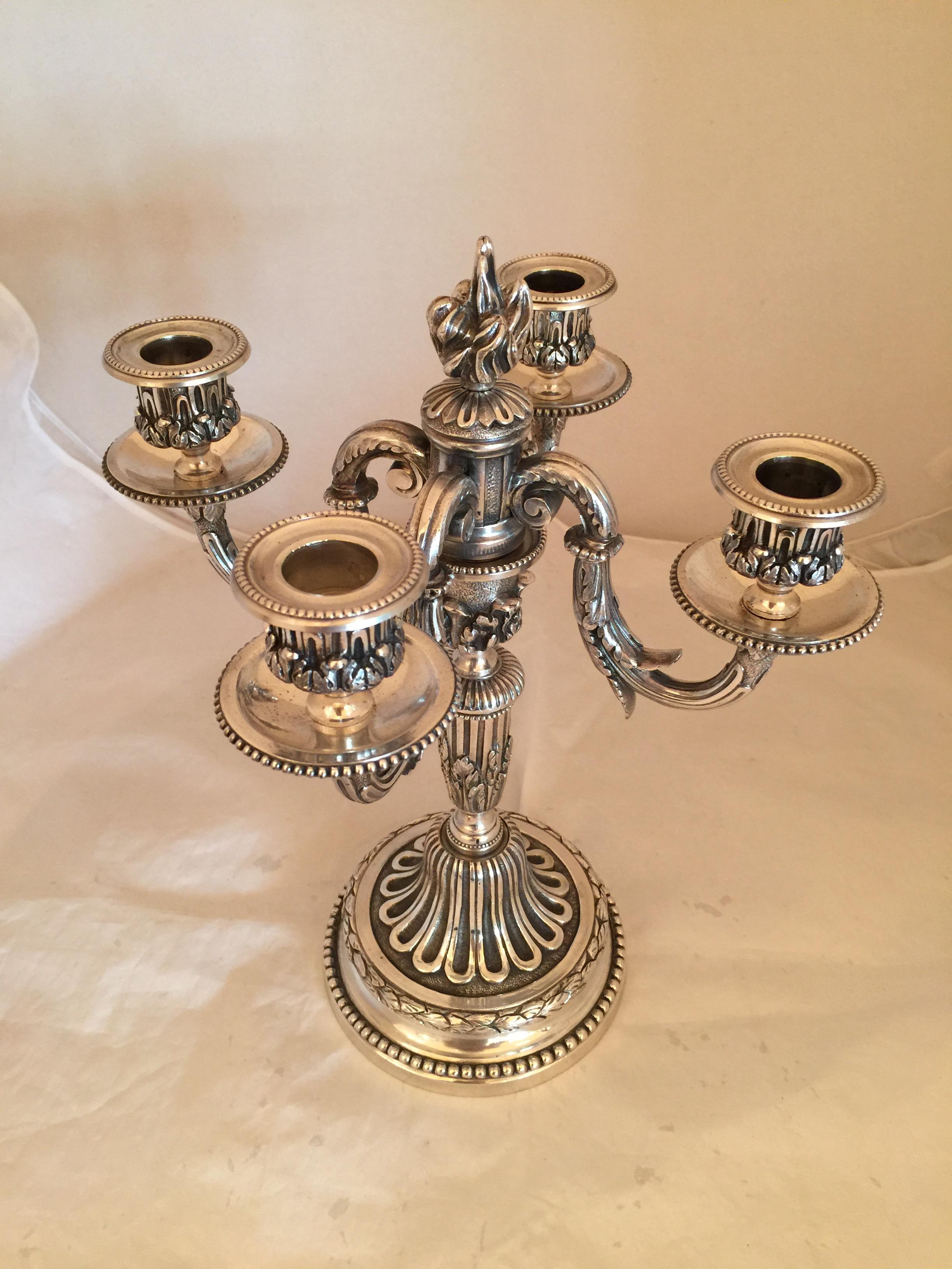 Pair of Candlestick in Silver Plated, 1900, Jugendstil, Art Nouveau, Liberty For Sale 3