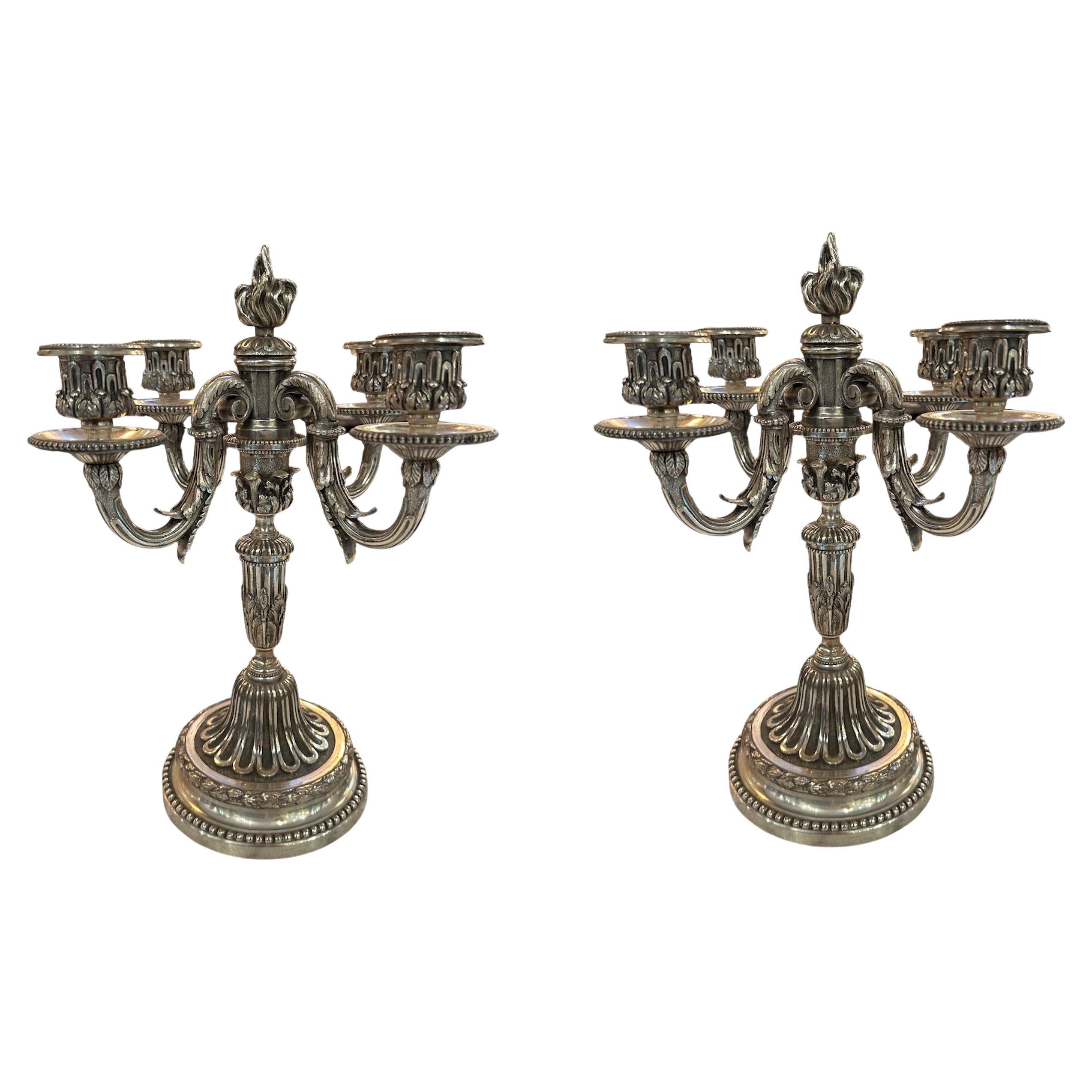 Pair of Candlestick in Silver Plated, 1900, Jugendstil, Art Nouveau, Liberty For Sale