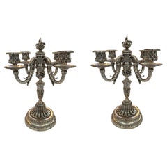 Antique Pair of Candlestick in Silver Plated, 1900, Jugendstil, Art Nouveau, Liberty