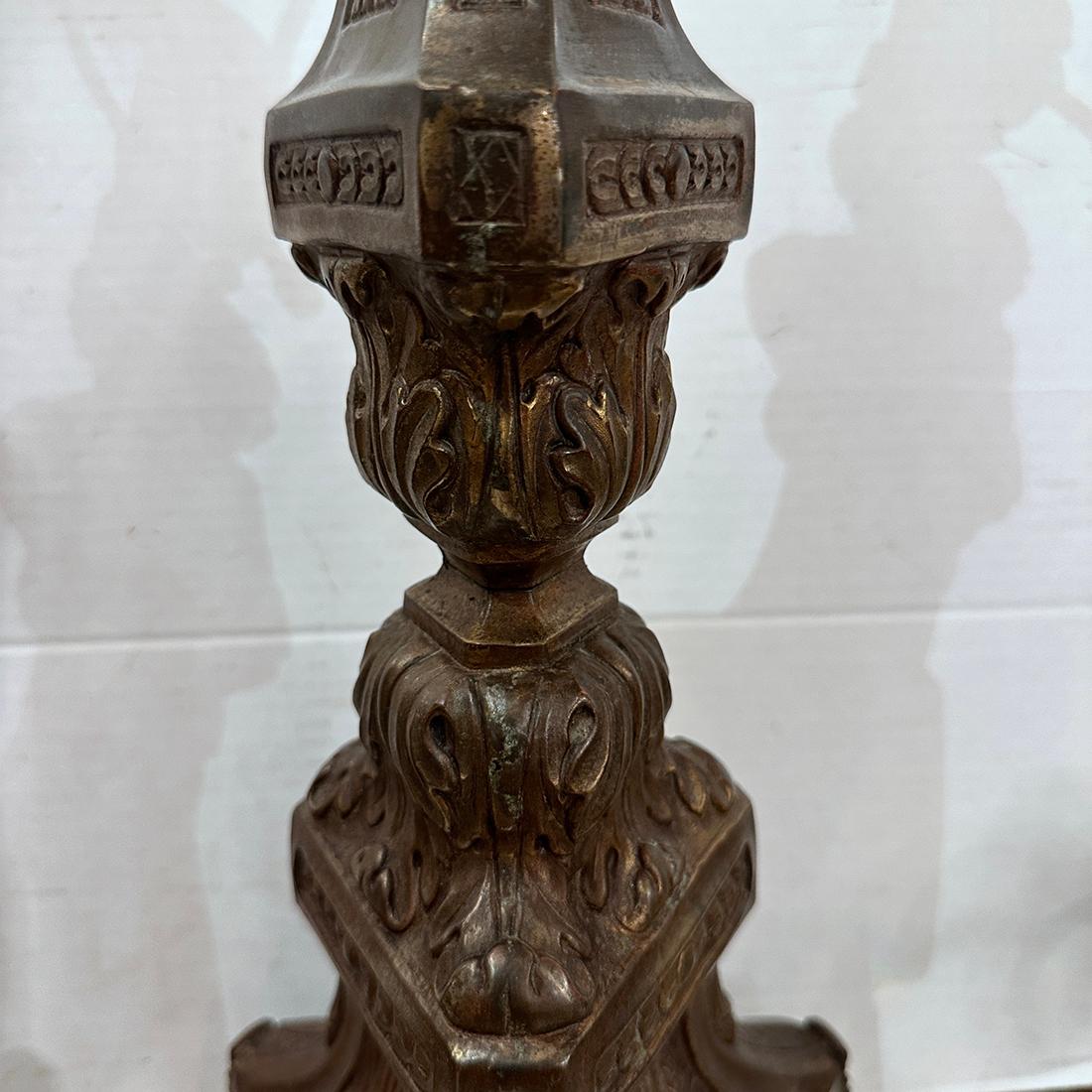 Italian Pair of Candlestick Lamps For Sale