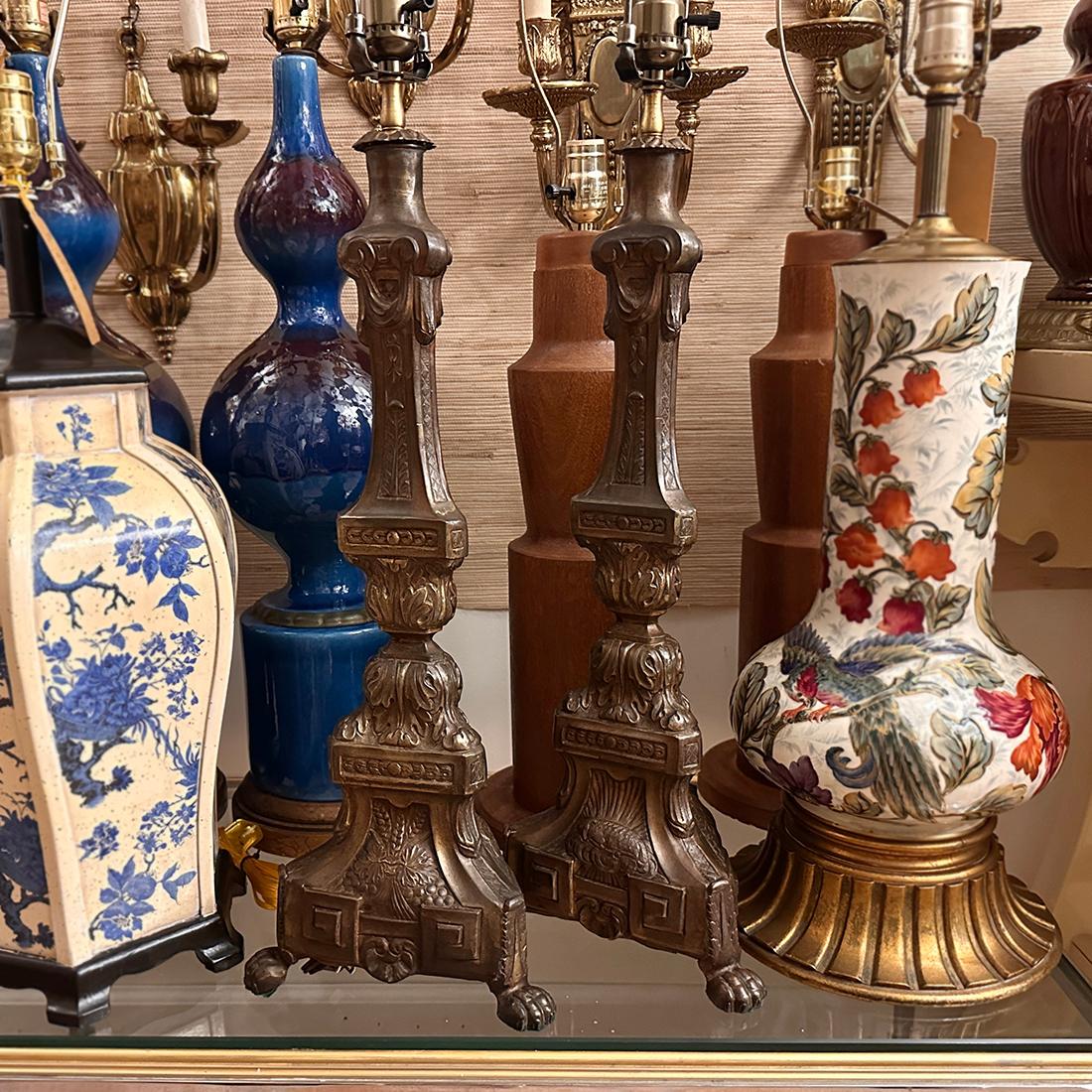 Early 20th Century Pair of Candlestick Lamps For Sale