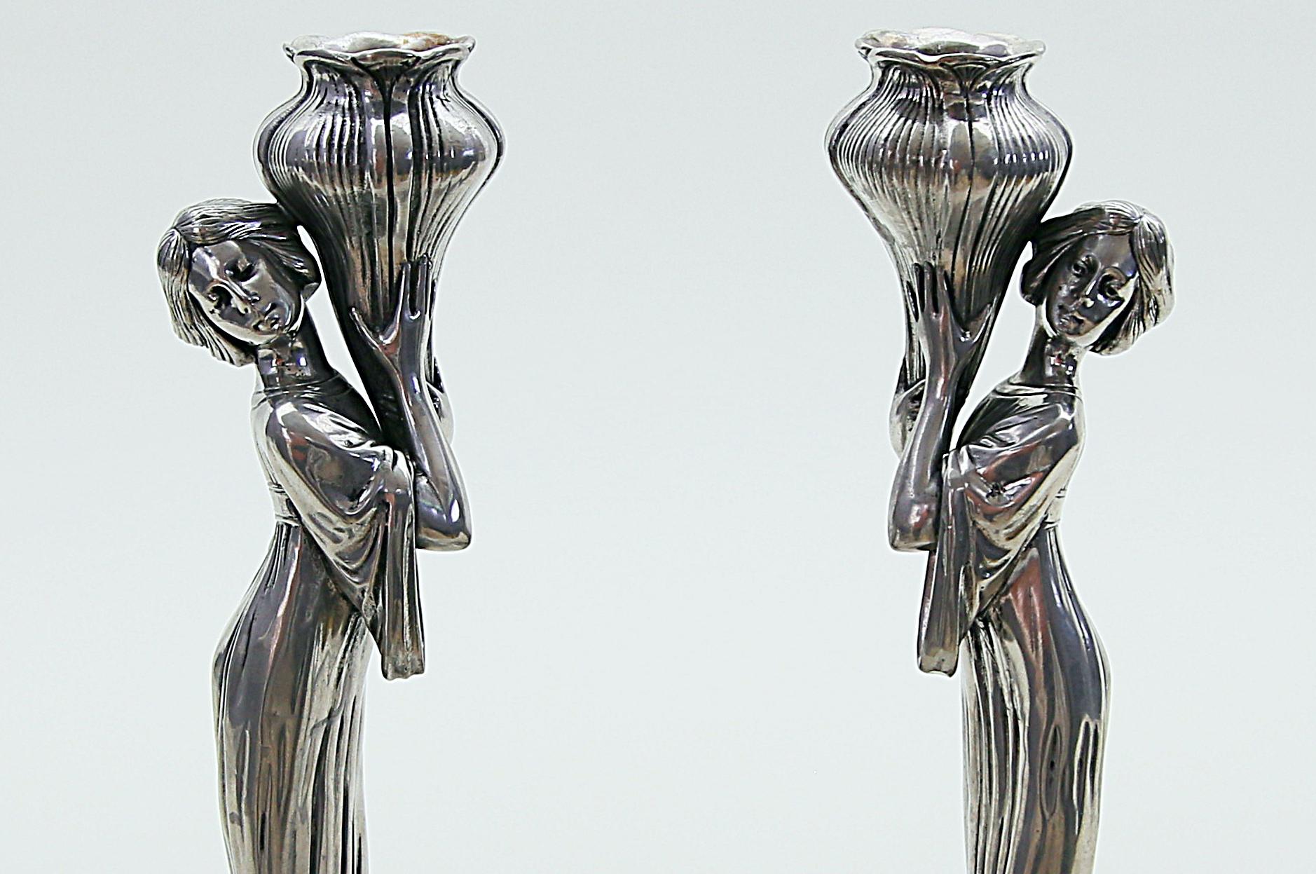 Italian Pair of Candlesticks by Achille Gamba, Italy, First Half of the 20th Century