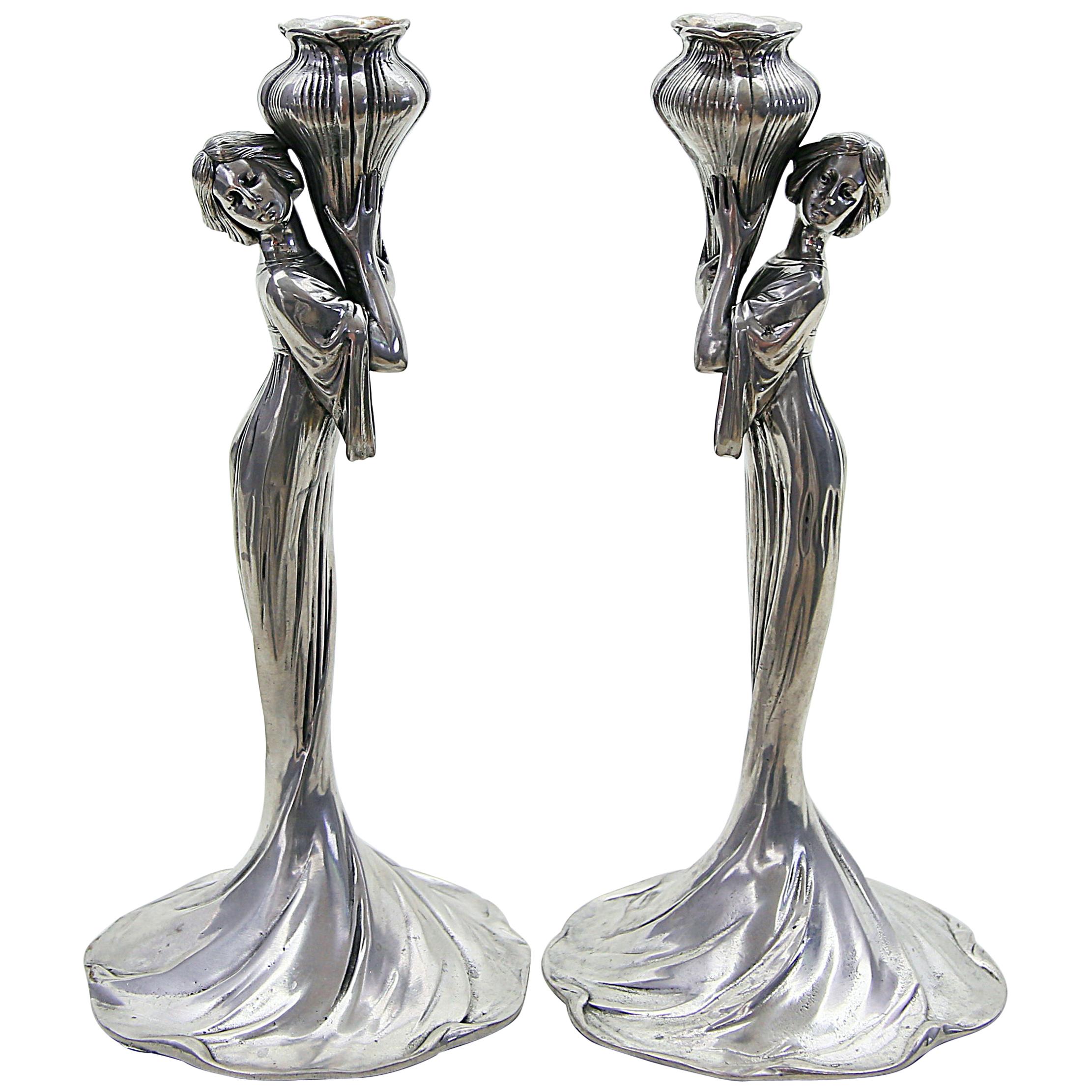 Pair of Candlesticks by Achille Gamba, Italy, First Half of the 20th Century