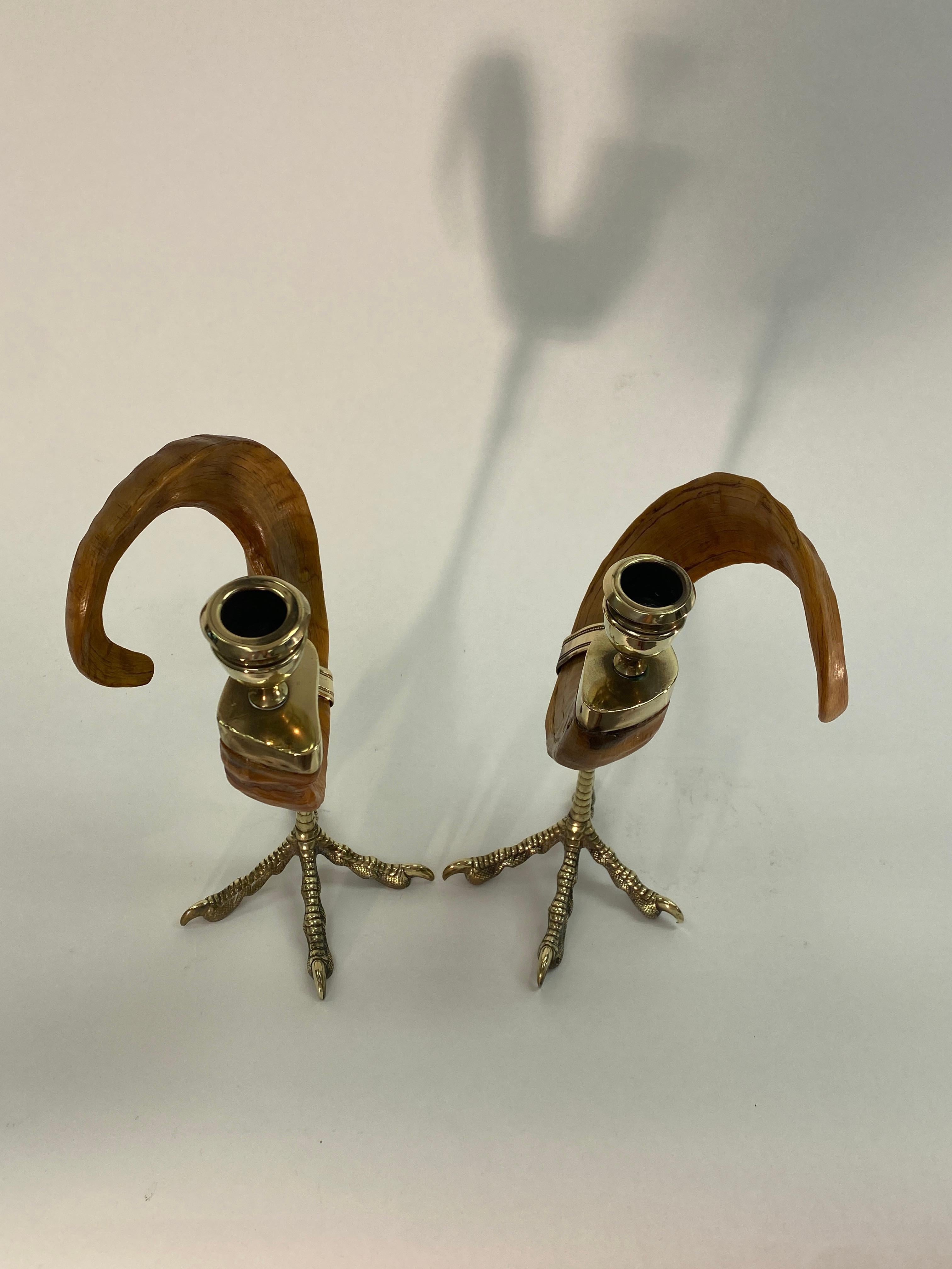 Brass Pair of Candlesticks by Anthony Redmile, London, circa 1970 For Sale