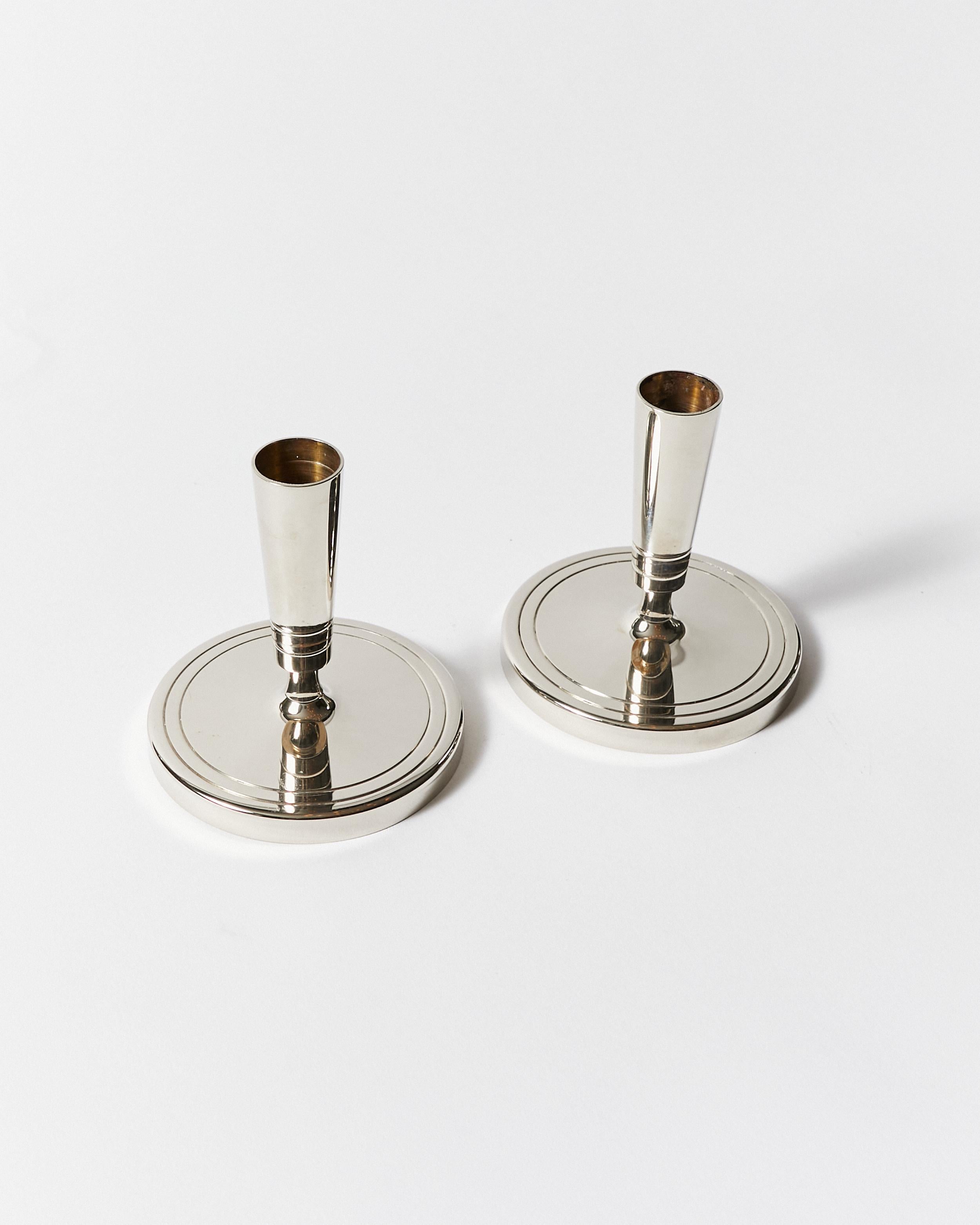 Mid-Century Modern Pair of Candlesticks by Tommi Parzinger for Dorlyn Silversmiths