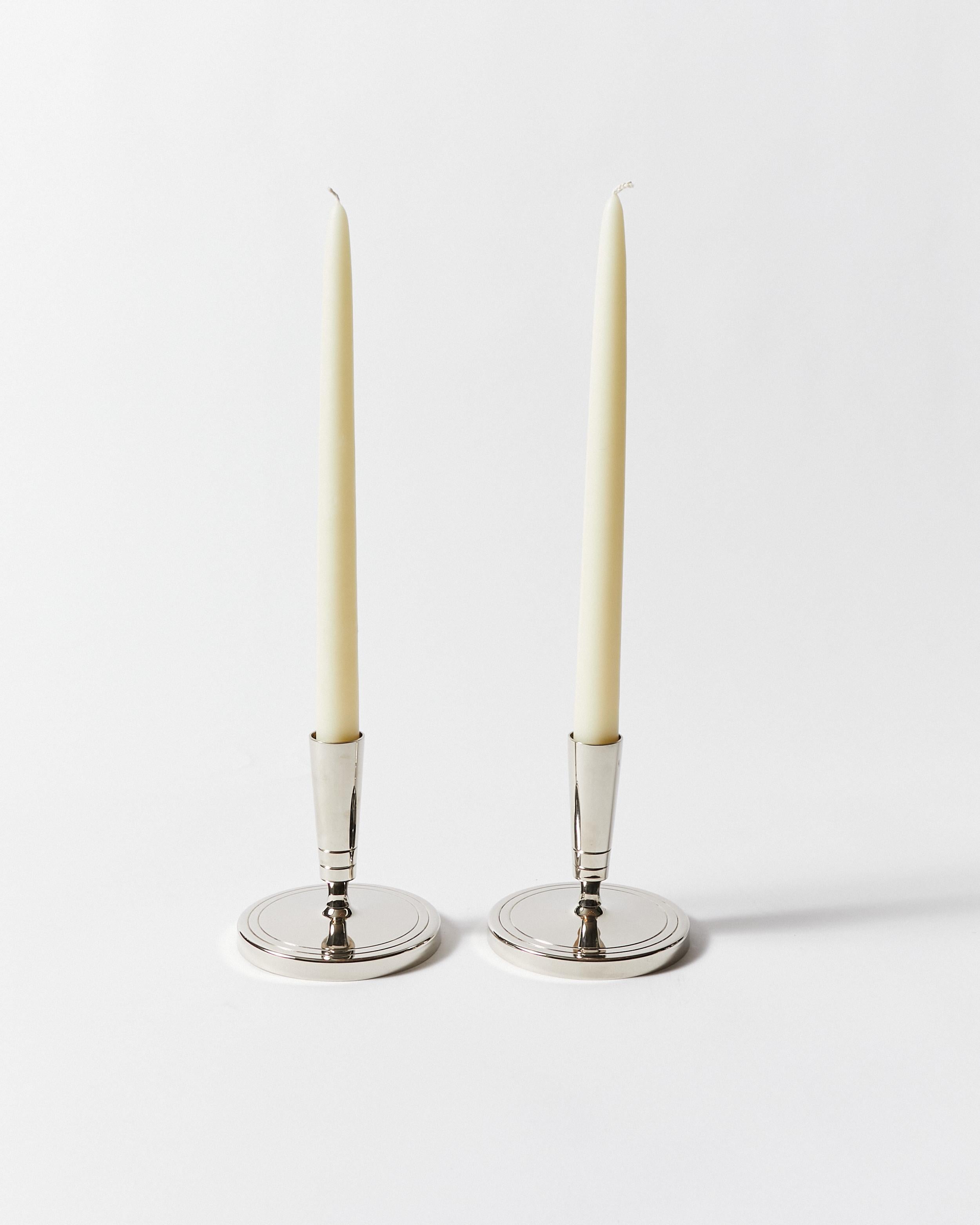 Pair of Candlesticks by Tommi Parzinger for Dorlyn Silversmiths In Excellent Condition In Philadelphia, PA