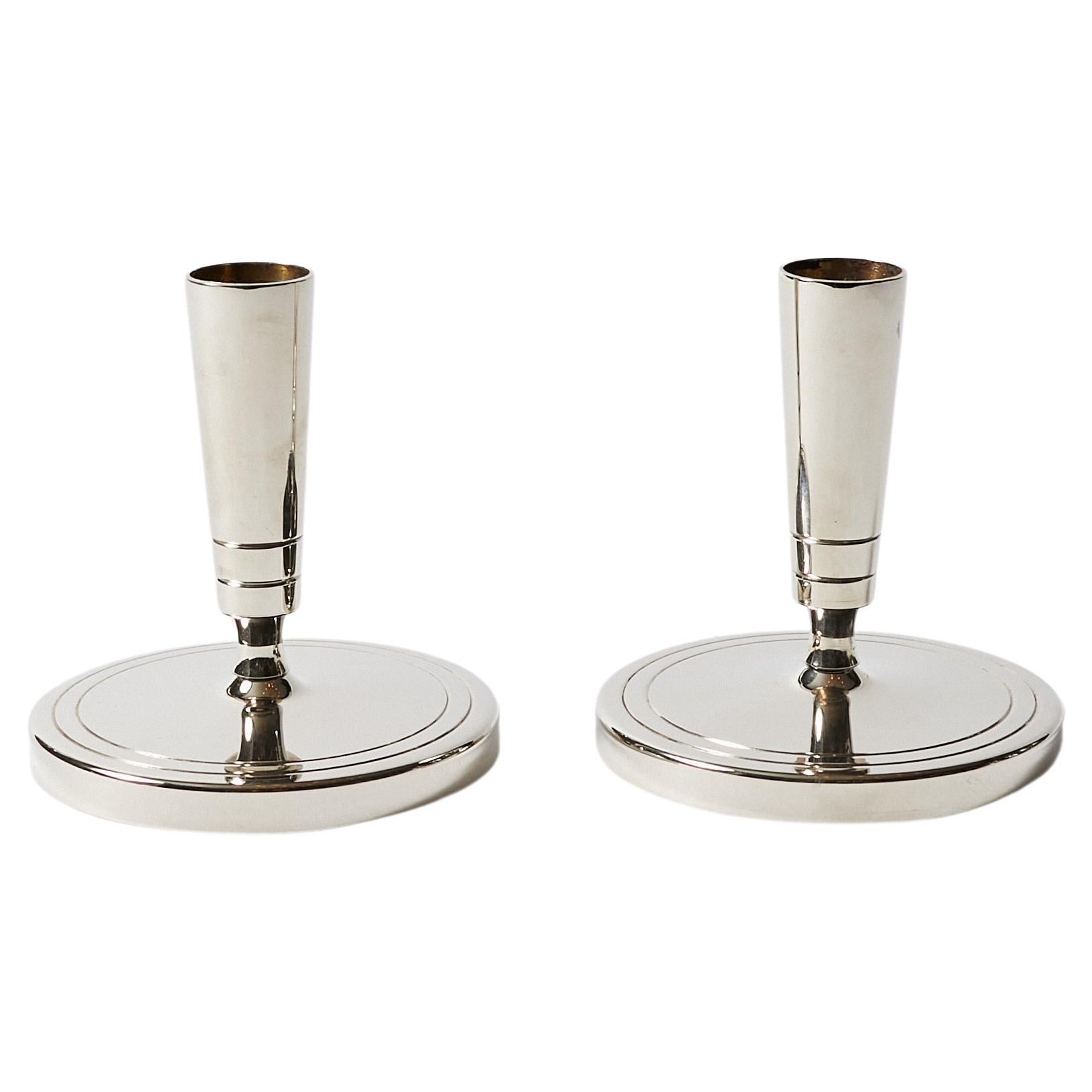 Pair of Candlesticks by Tommi Parzinger for Dorlyn Silversmiths