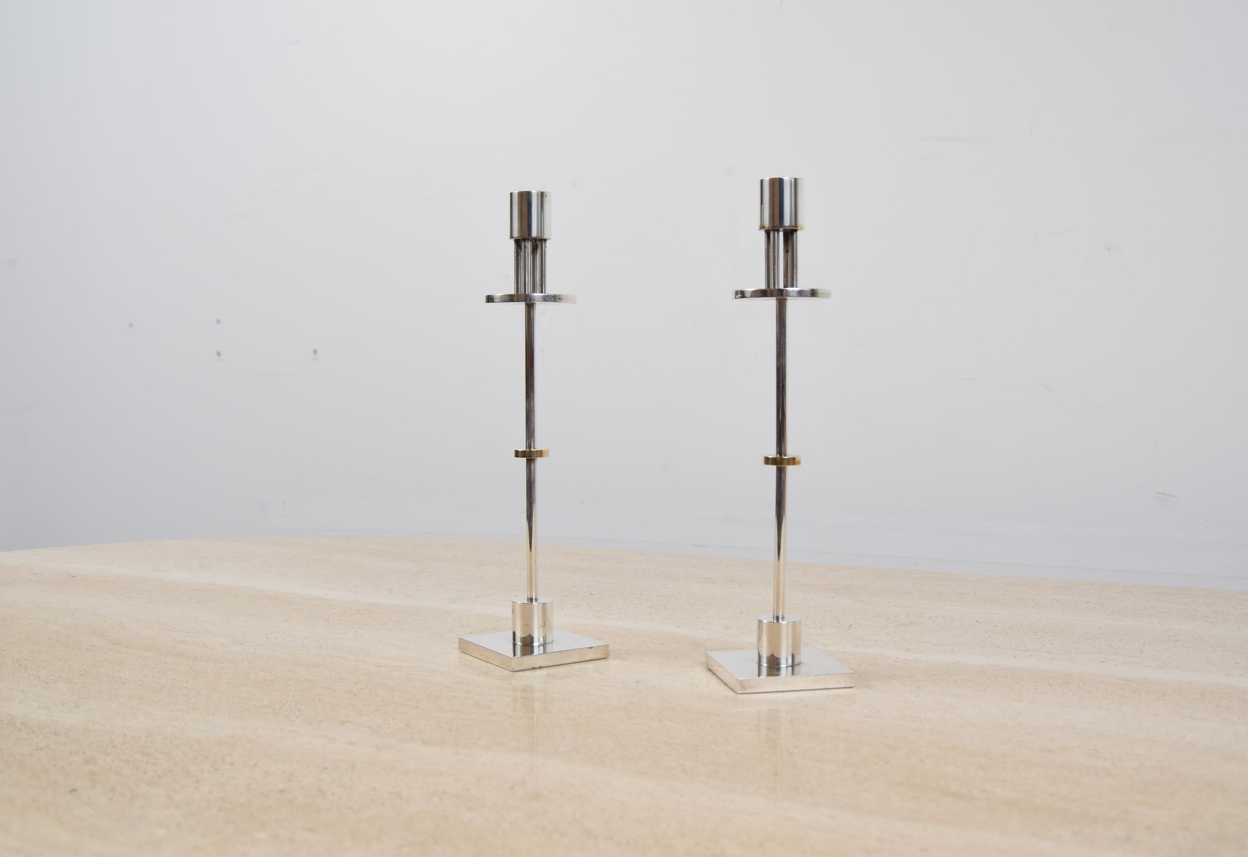 Italian Pair of Candlesticks Designed by Ettore Sottsass