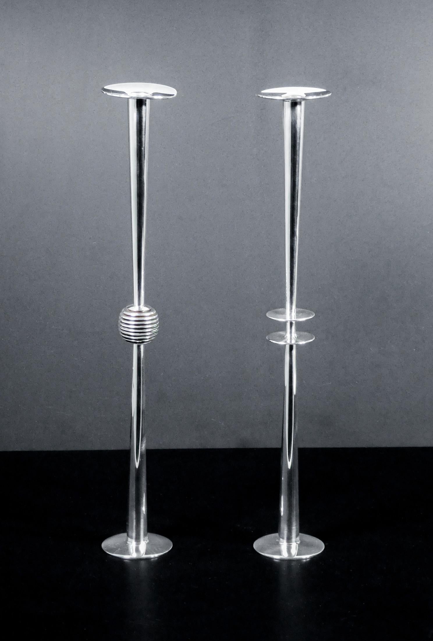 Pair of candlesticks
designed by Lino SABATTINI
for Argenteria Sabattini
in silvered metal.

ORIGIN
Italy

PERIOD
70s/80s

DESIGNER
Linen SABATTINI was born in Correggio (Reggio Emilia) on 23 September 1925 from simple and industrious