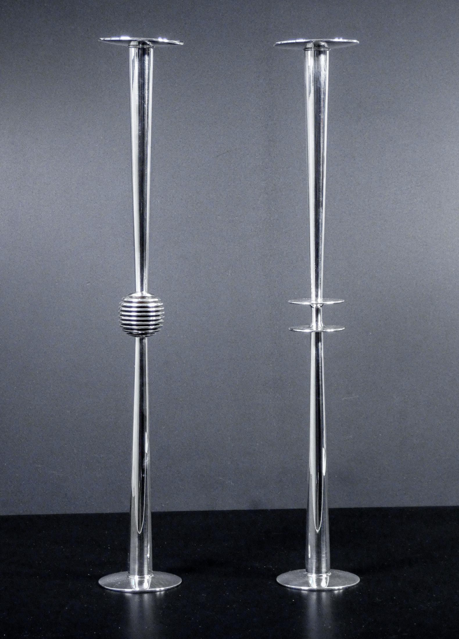 Italian Pair of Candlesticks Designed by Lino Sabattini for Argenteria Sabattini, 1970s