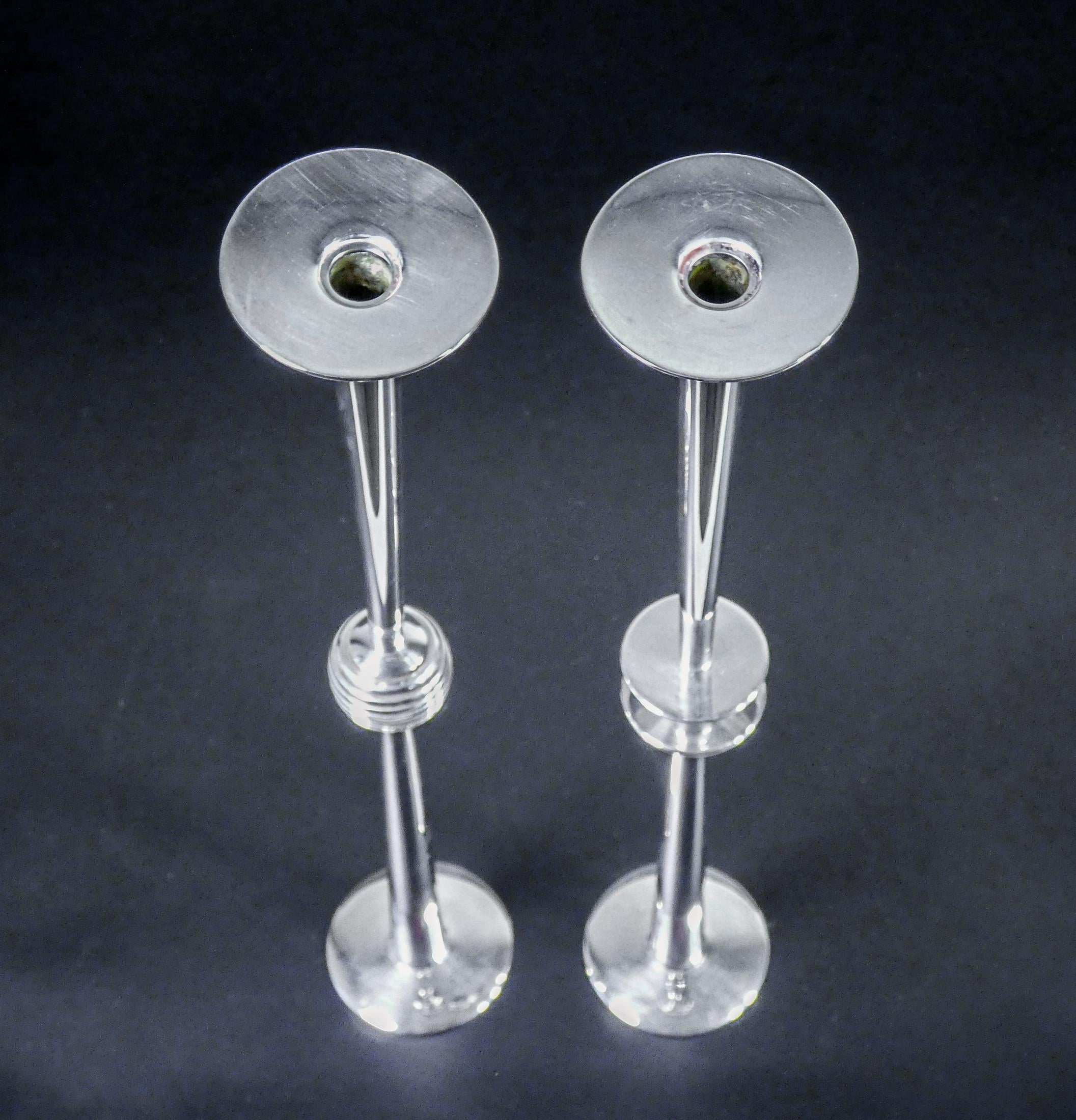 Metal Pair of Candlesticks Designed by Lino Sabattini for Argenteria Sabattini, 1970s