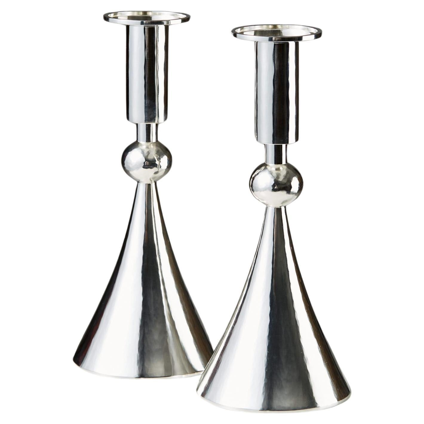 Pair of Candlesticks Designed by Sigurd Persson, Sterling Silver, Sweden, 1964
