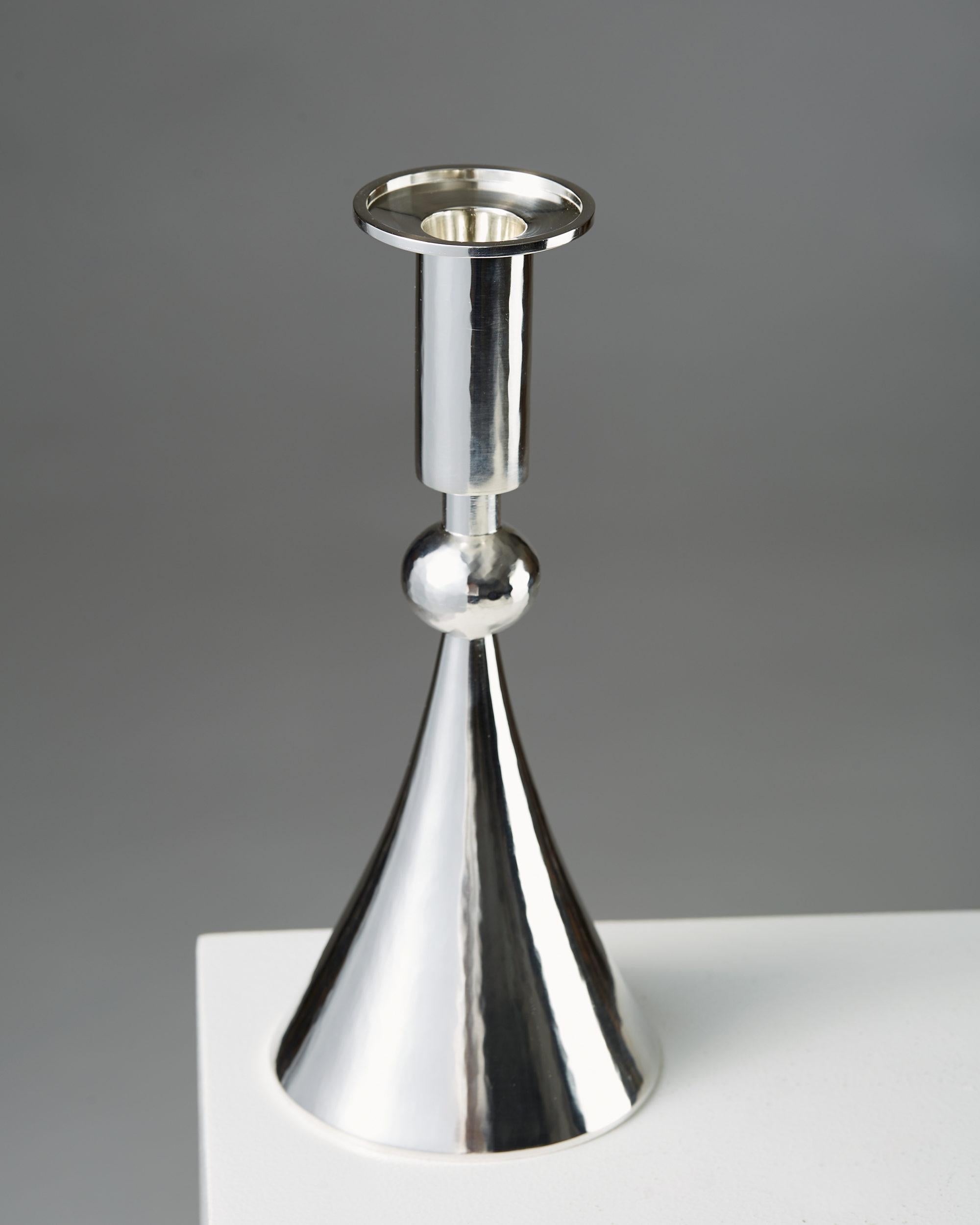 Pair of Candlesticks Designed by Sigurd Persson, Sterling Silver, Sweden, 1964 In Good Condition For Sale In Stockholm, SE