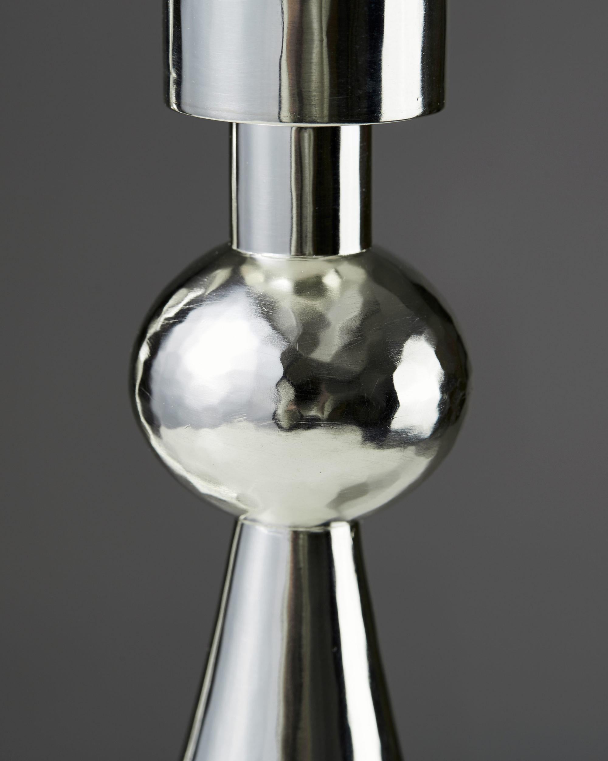 Mid-20th Century Pair of Candlesticks Designed by Sigurd Persson, Sterling Silver, Sweden, 1964 For Sale