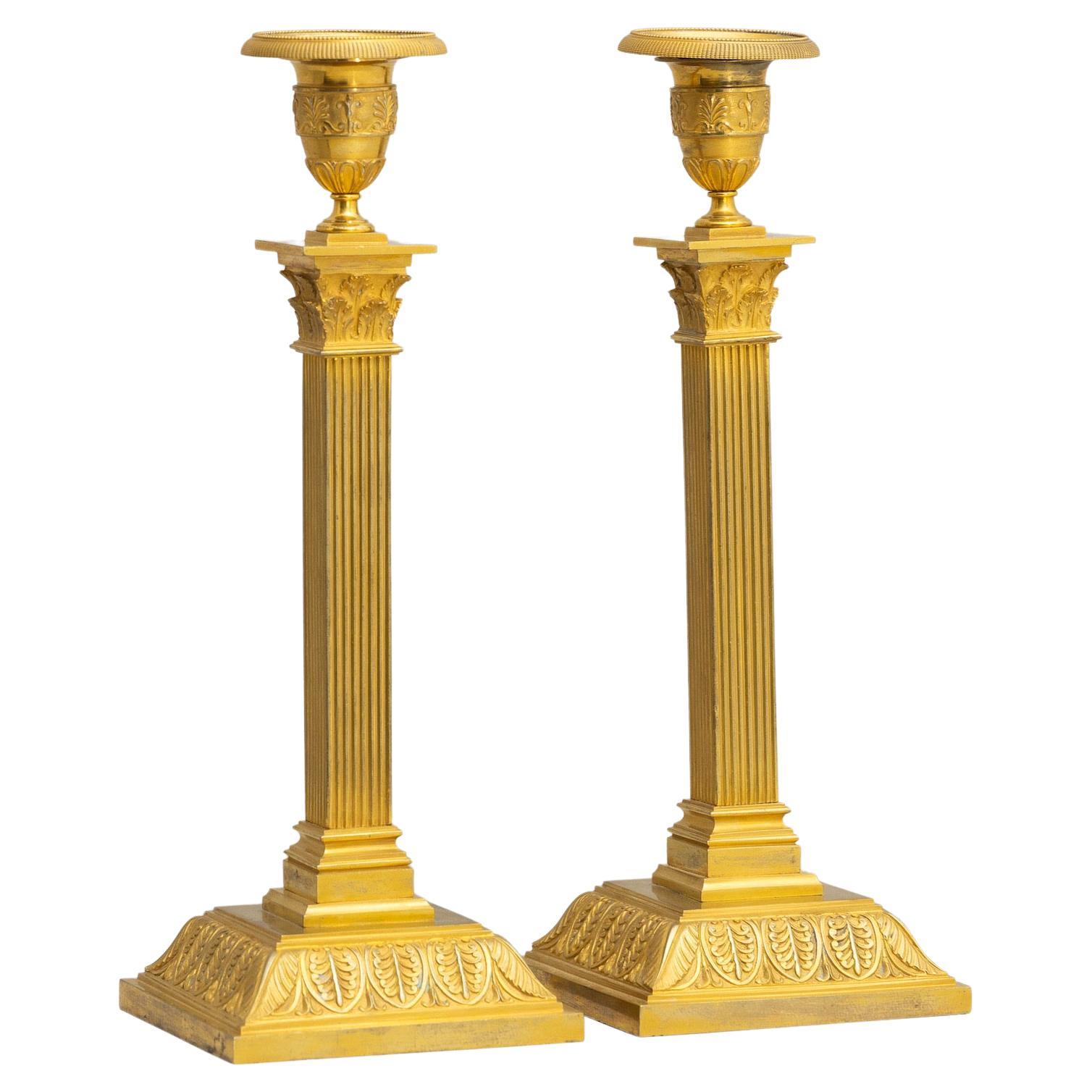 Pair of Candlesticks, Empire, Sweden, Early 19th Century