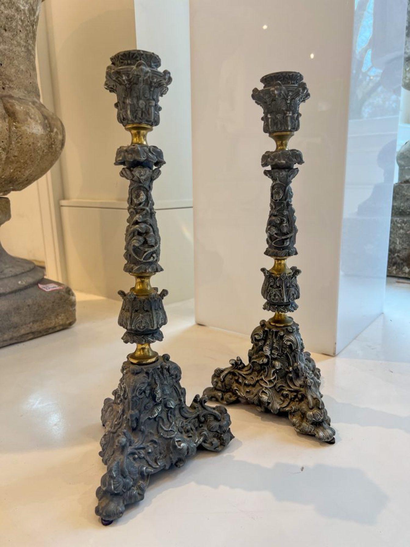 Pair of Candlesticks, French 19th Century In Good Condition For Sale In New Orleans, LA