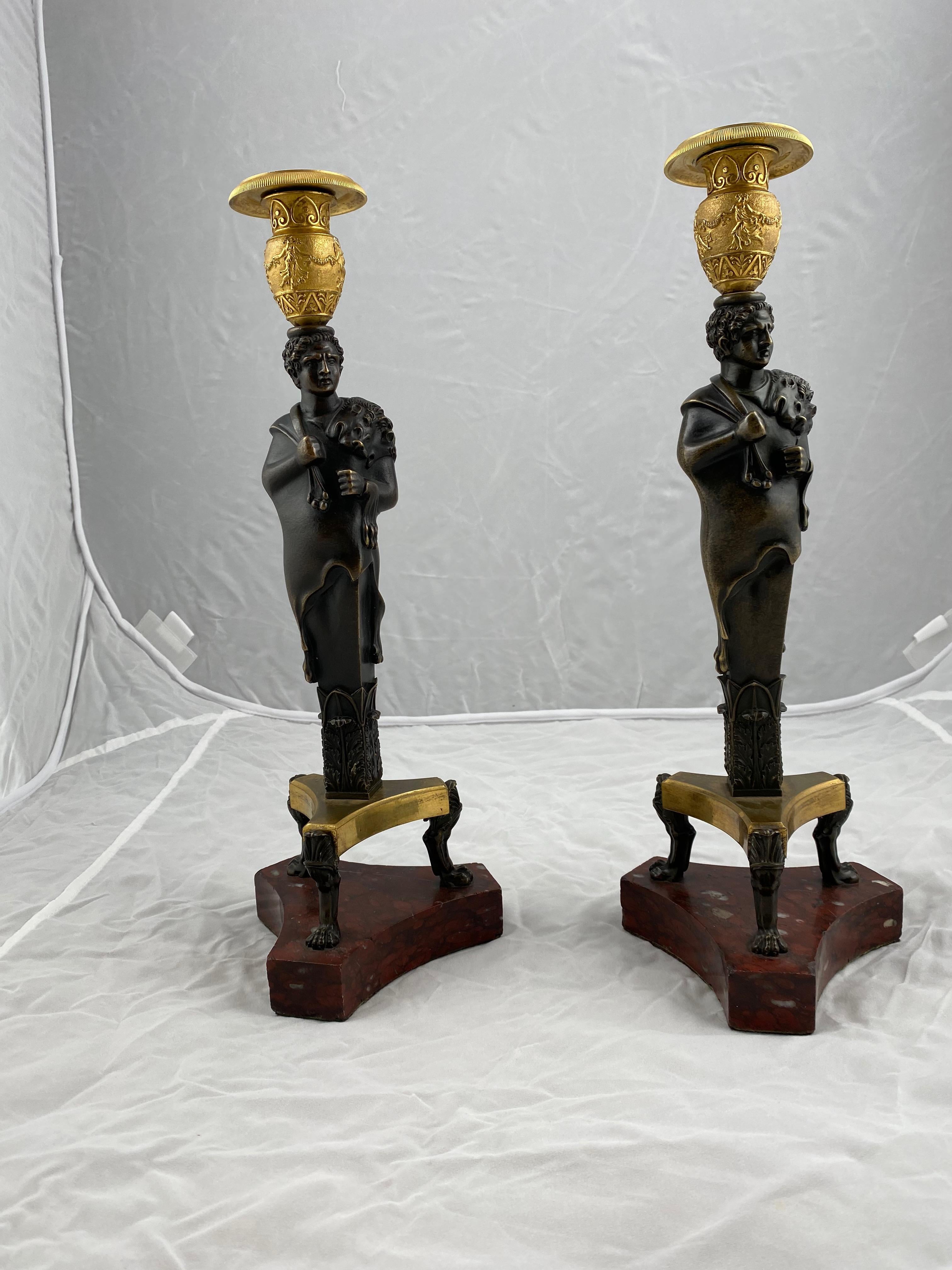 Cast Pair of Candlesticks, French Empire Made, circa 1810