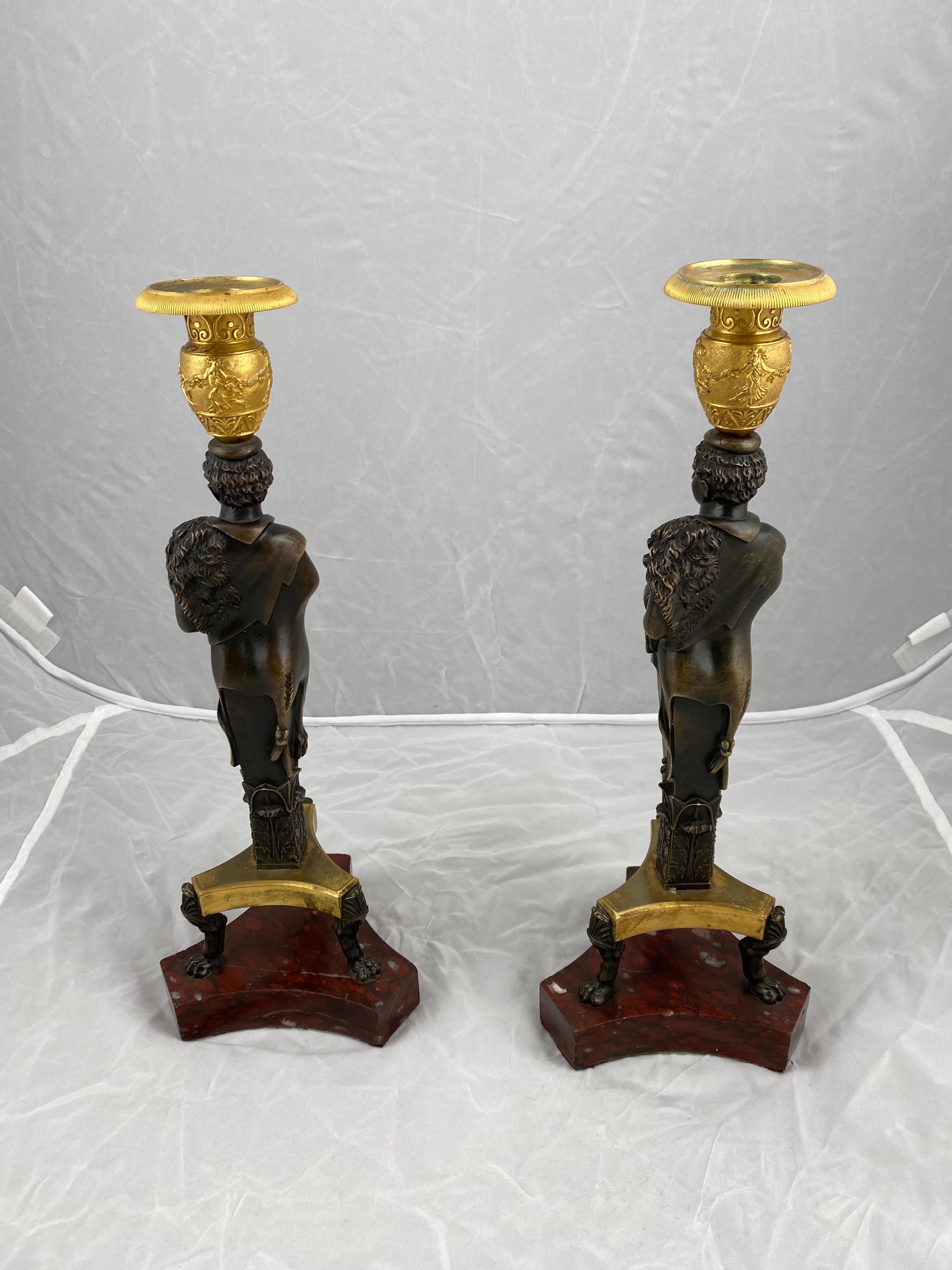 Paire de chandeliers, de style Empire français, vers 1810 1