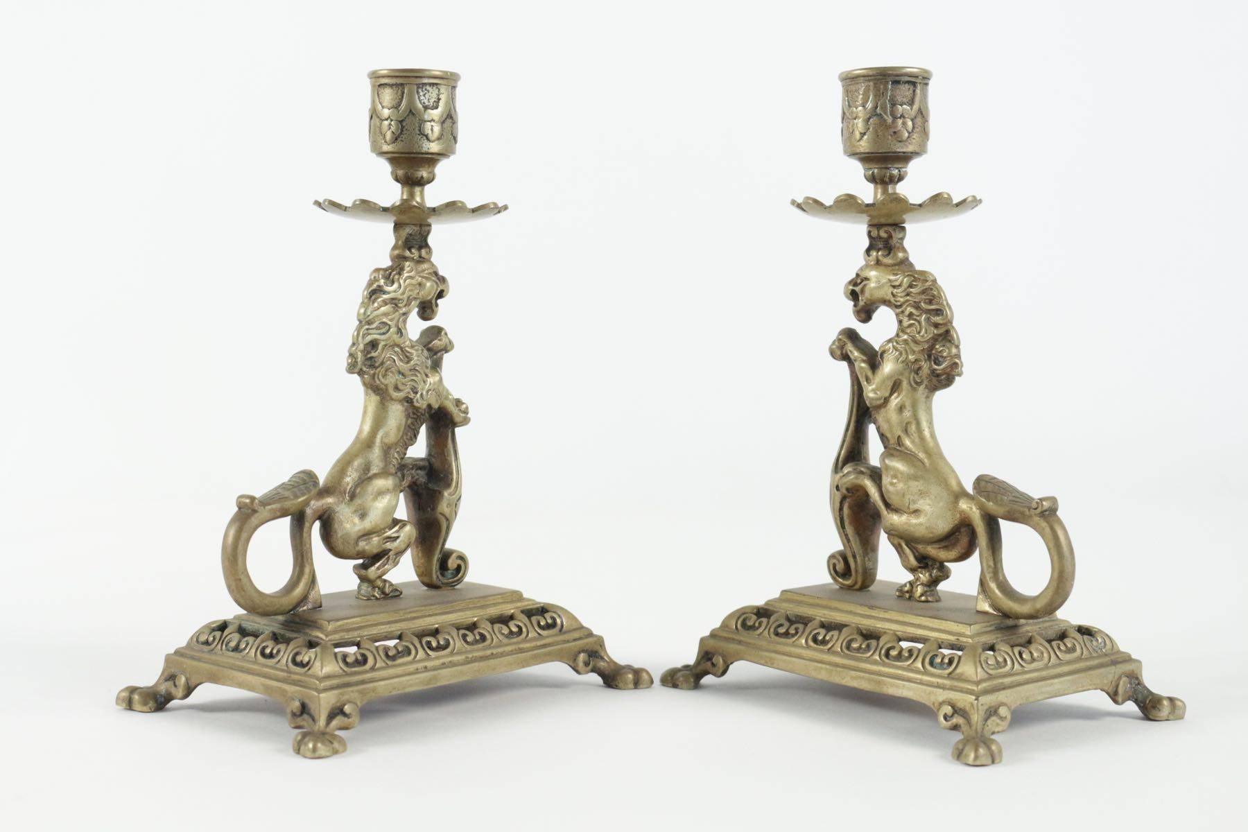 Napoleon III Pair of Candlesticks from the 19th Century in Bronze, Napoeon III Period For Sale