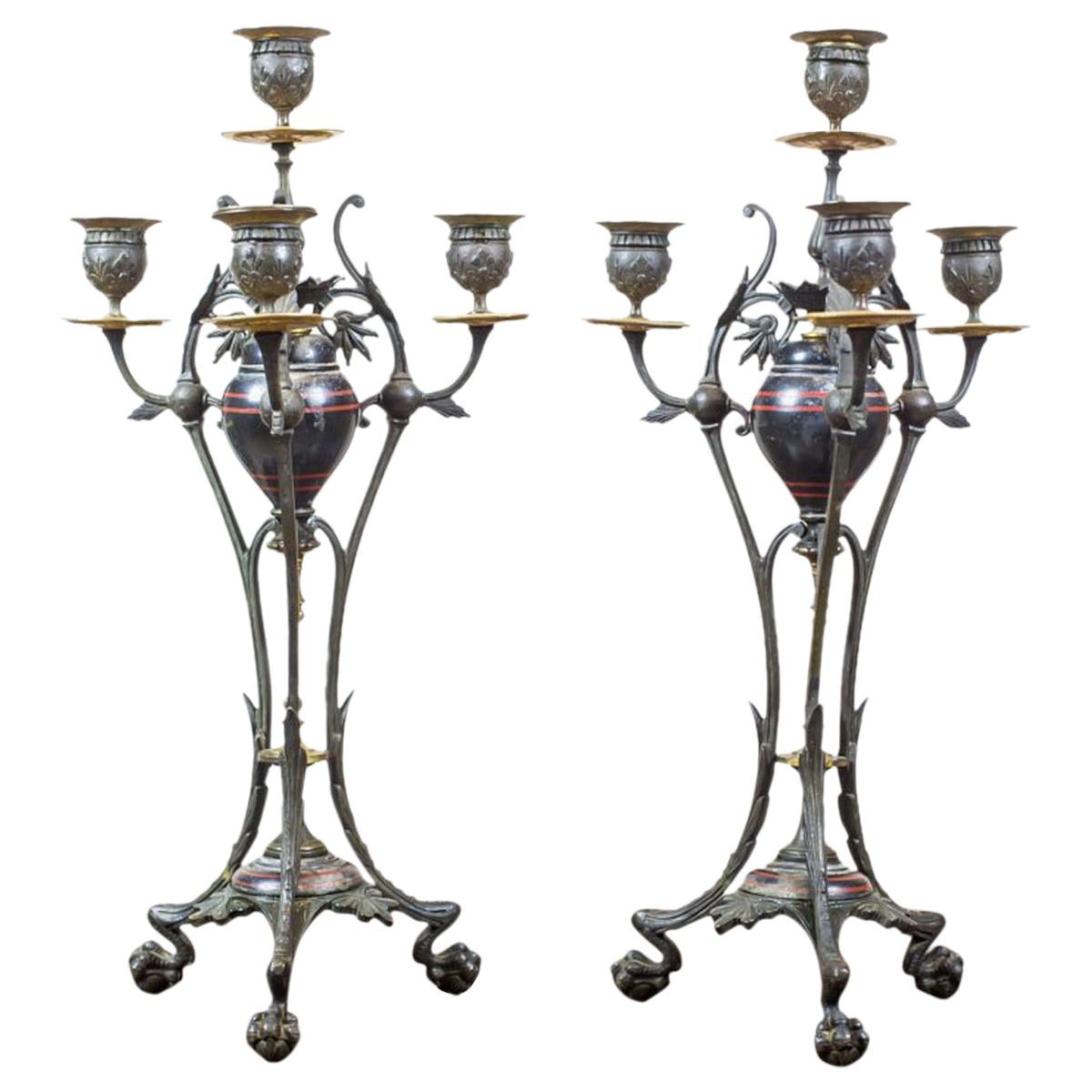 Pair of Candlesticks from the Turn of the 19th and 20th Centuries For Sale
