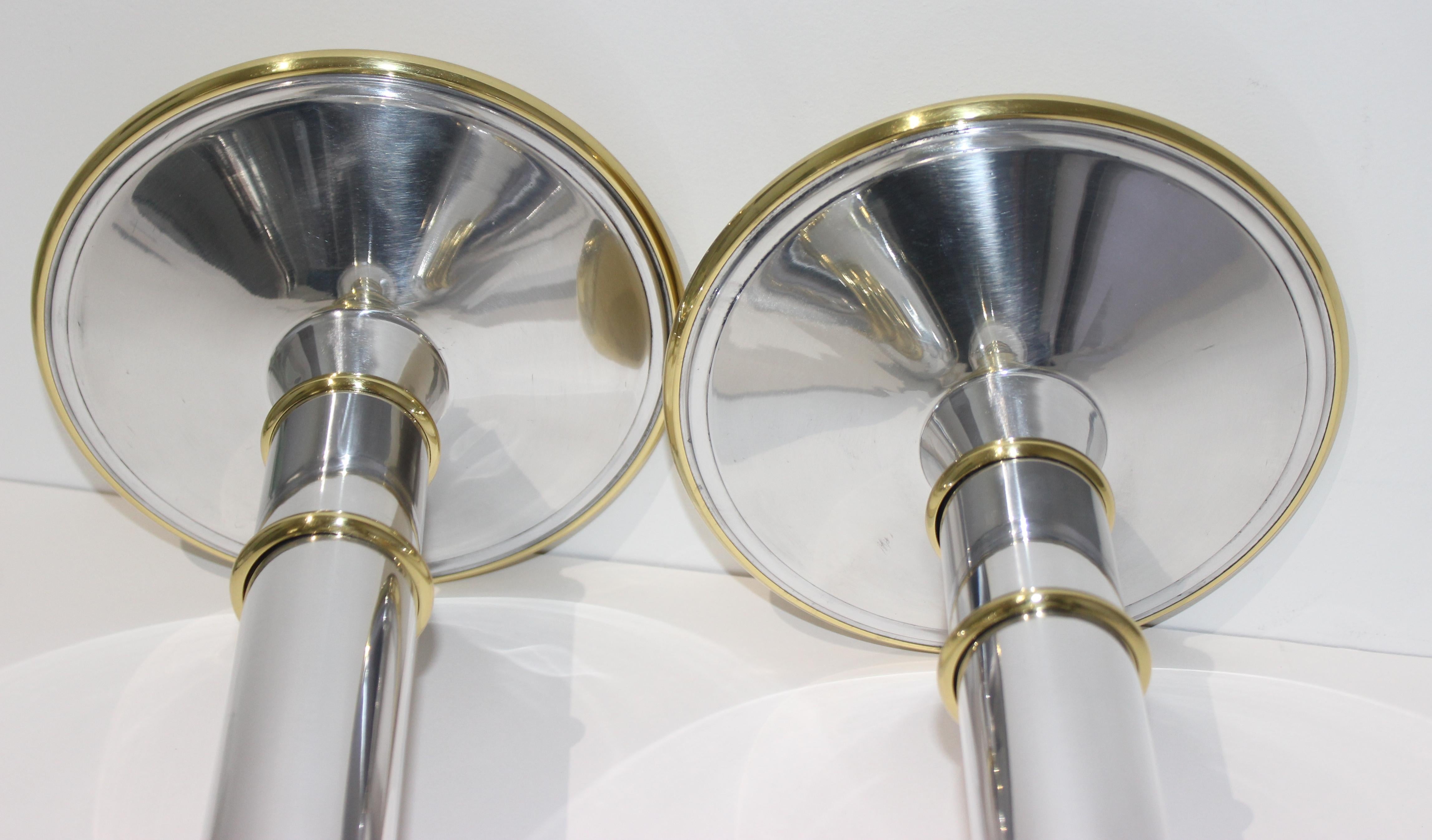 Pair of Candlesticks in Aluminum and Brass 6