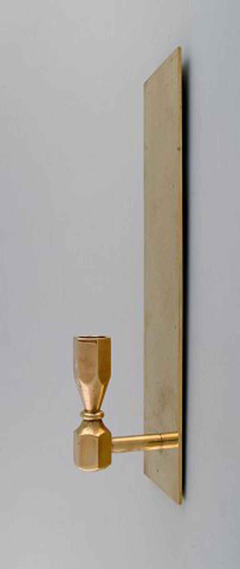 Scandinavian Modern Pair of Candlesticks in Brass, Scandinavian Design