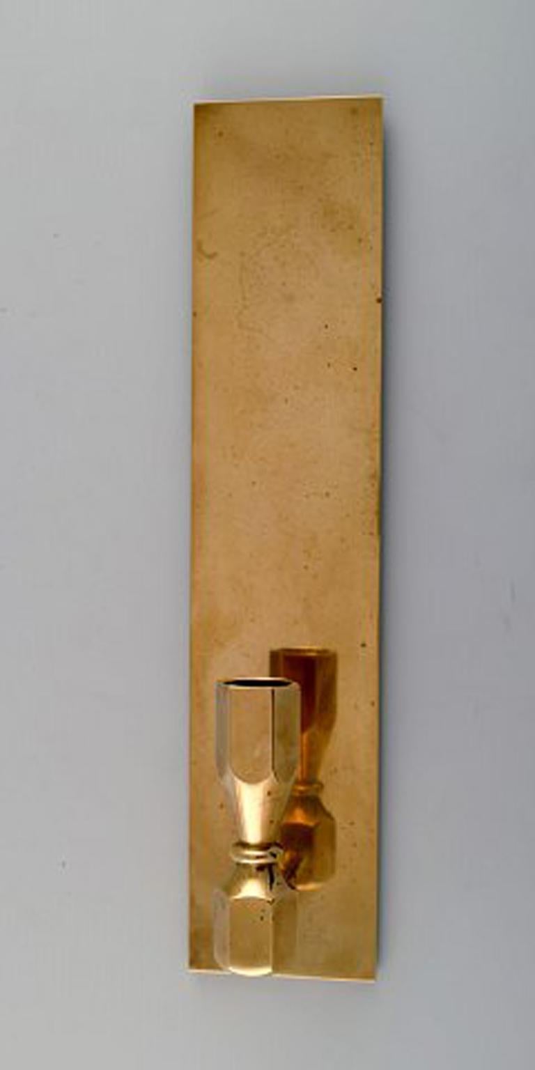 20th Century Pair of Candlesticks in Brass, Scandinavian Design