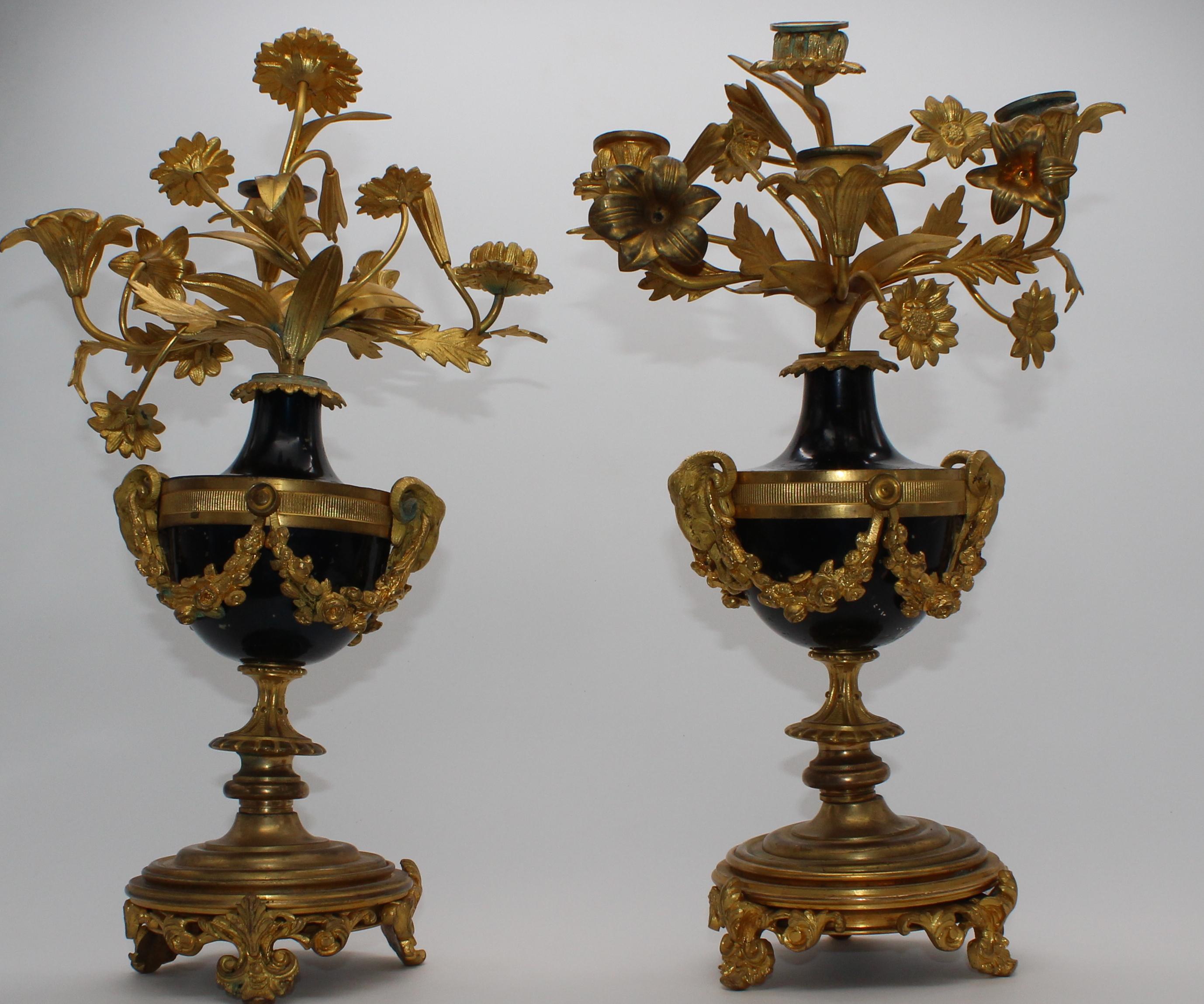Pair of Candlesticks in Gilded Bronze 2