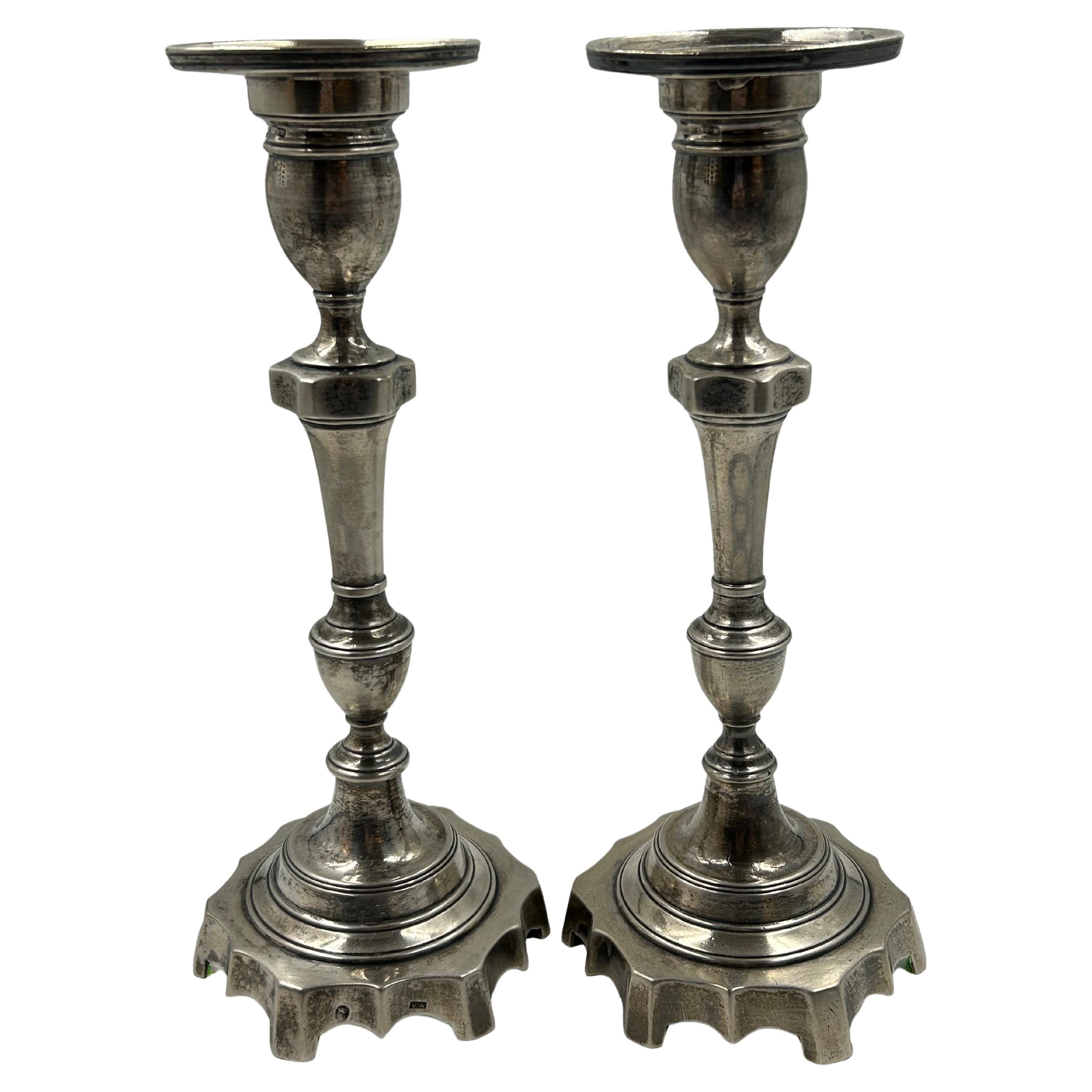 Coppia di candelieri in argento portoghese, circa 19° secolo. in vendita