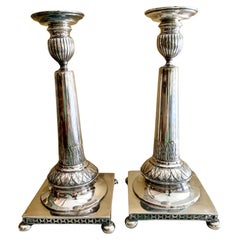 Pair of Candlesticks in Silver Metal