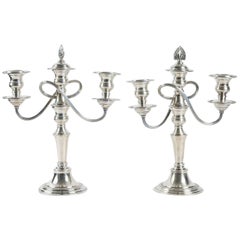 Pair of Candlesticks in Silver Plate, English Early 20th Century
