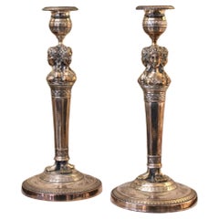 Antique Pair of candlesticks in the style of Claude Galle, 19th century