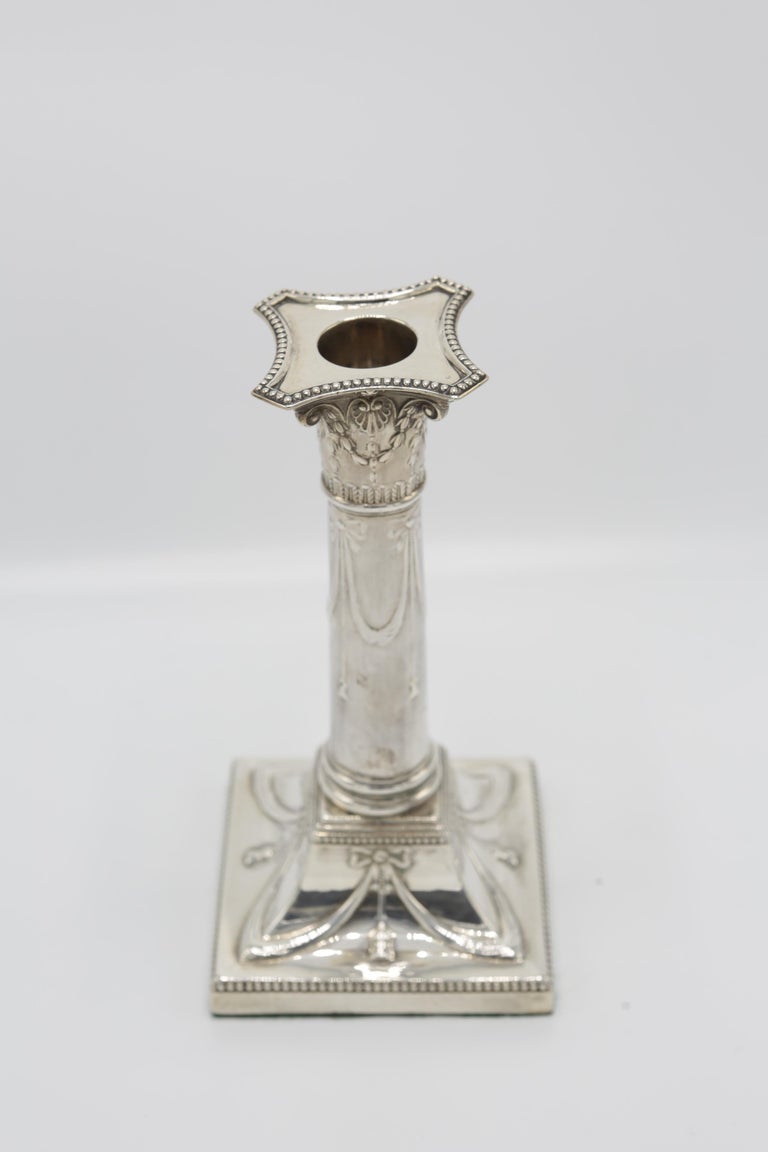 Pair of Candlesticks, London 1909, 925 Sterling Silver, Hallmarked For