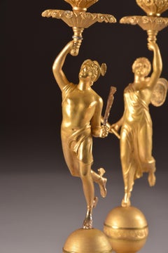 Pair of Candlesticks, Mercury & Fortune, after Giambologna, circa 1800