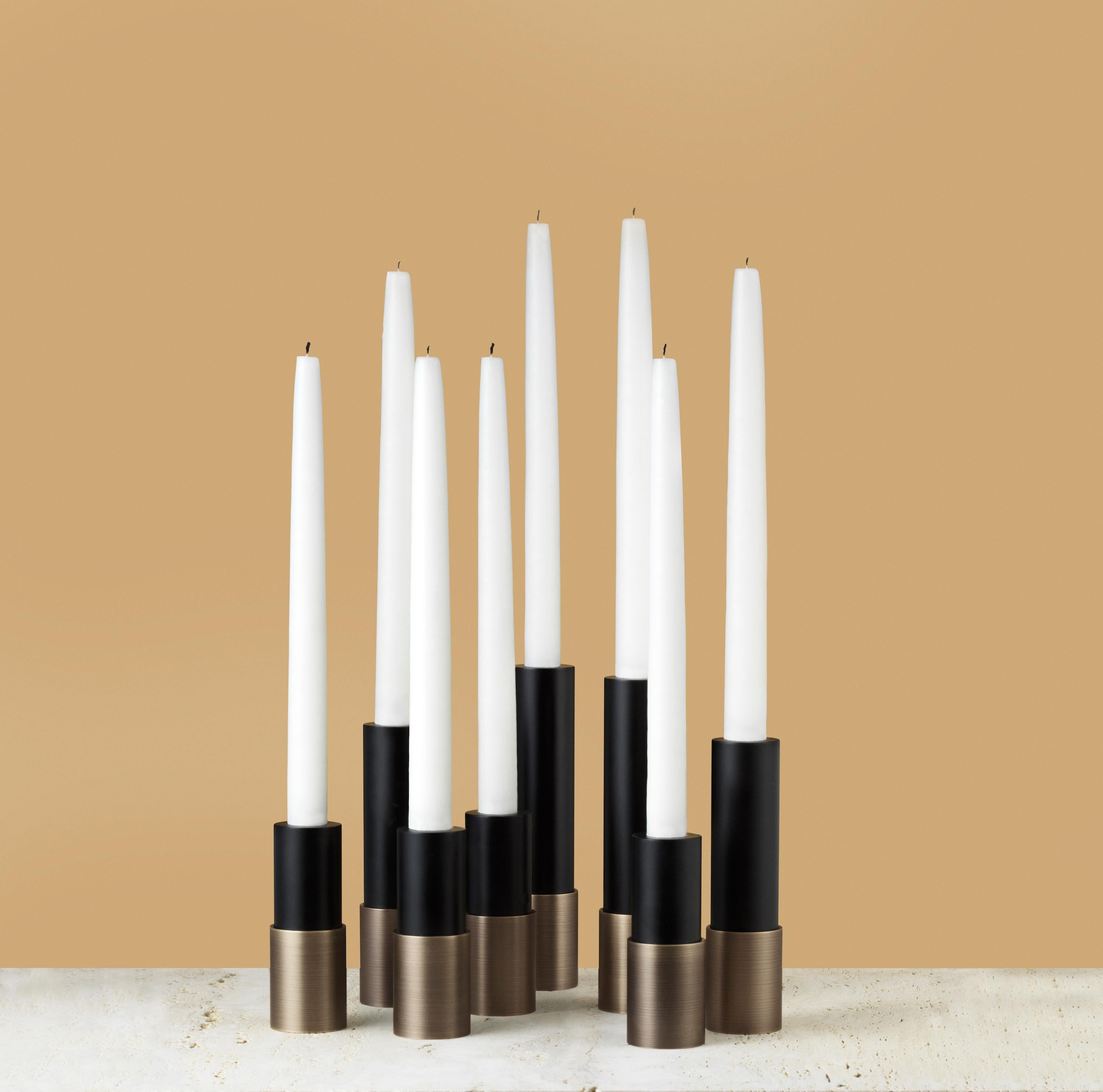 Steel Pair of Candlesticks Model #17 by Space Copenhagen for Gubi For Sale