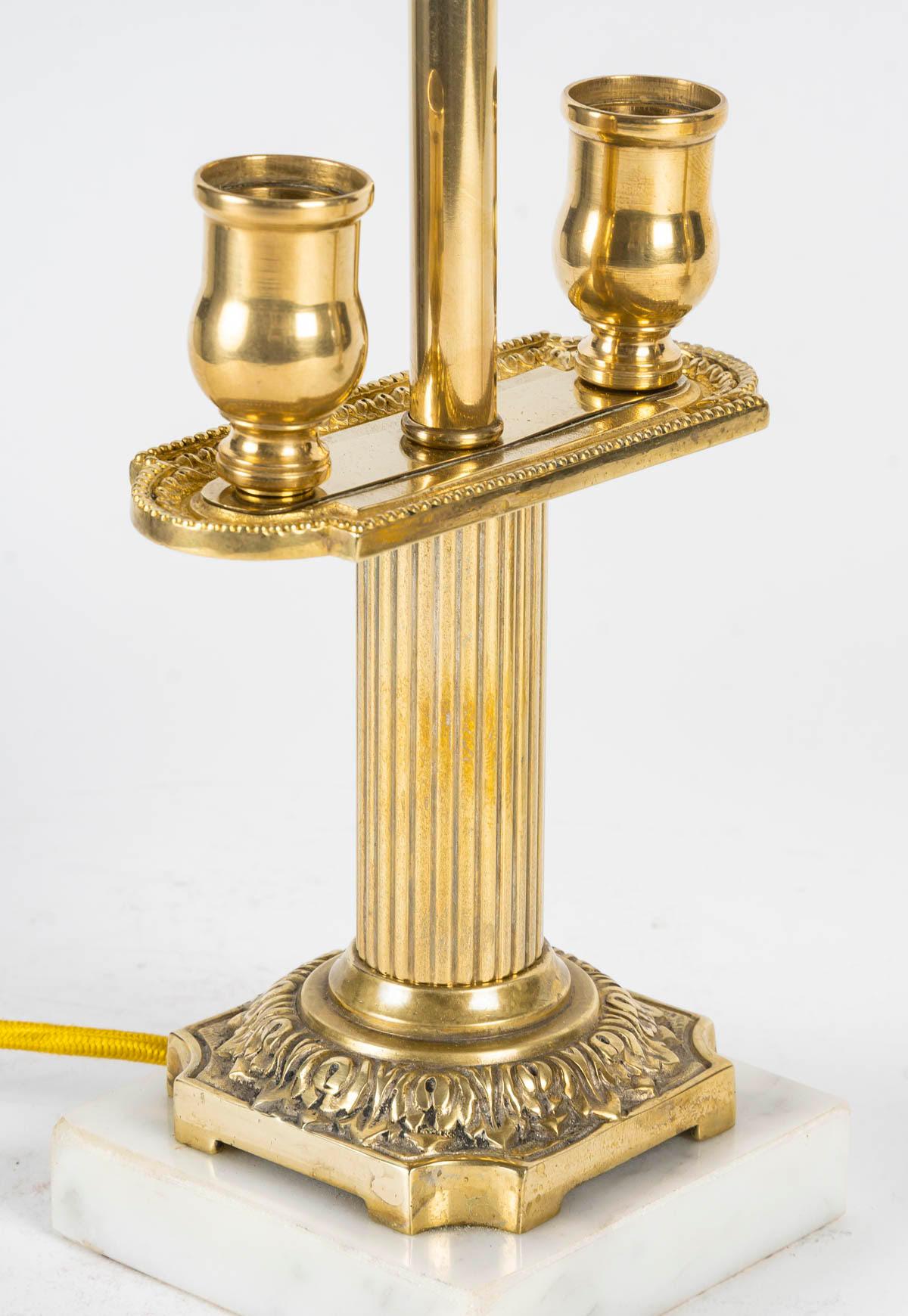 French Pair of Candlesticks Mounted as Table Lamps, 19th Century, Napoleon III Period. For Sale