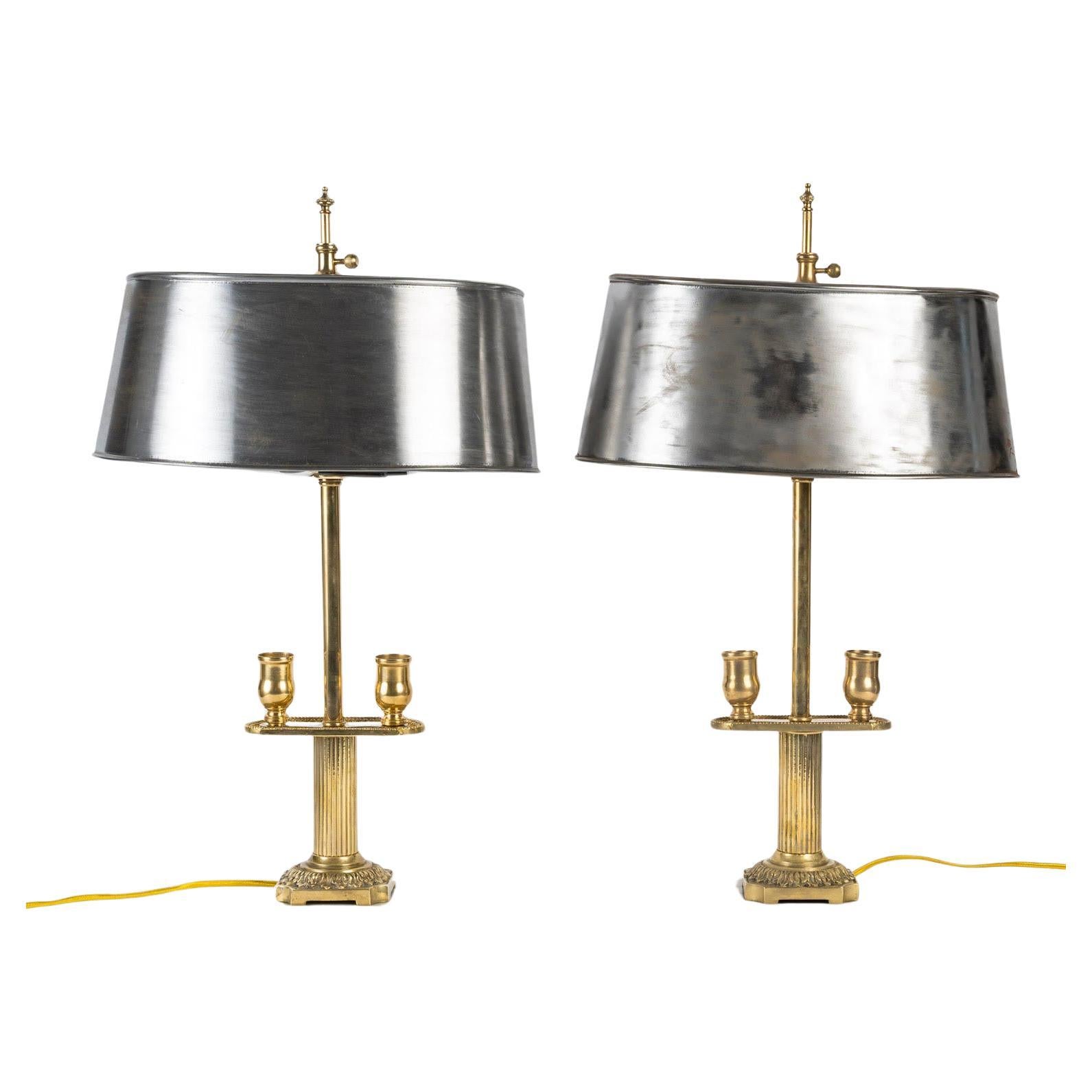 Pair of Candlesticks Mounted as Table Lamps, 19th Century, Napoleon III Period. For Sale