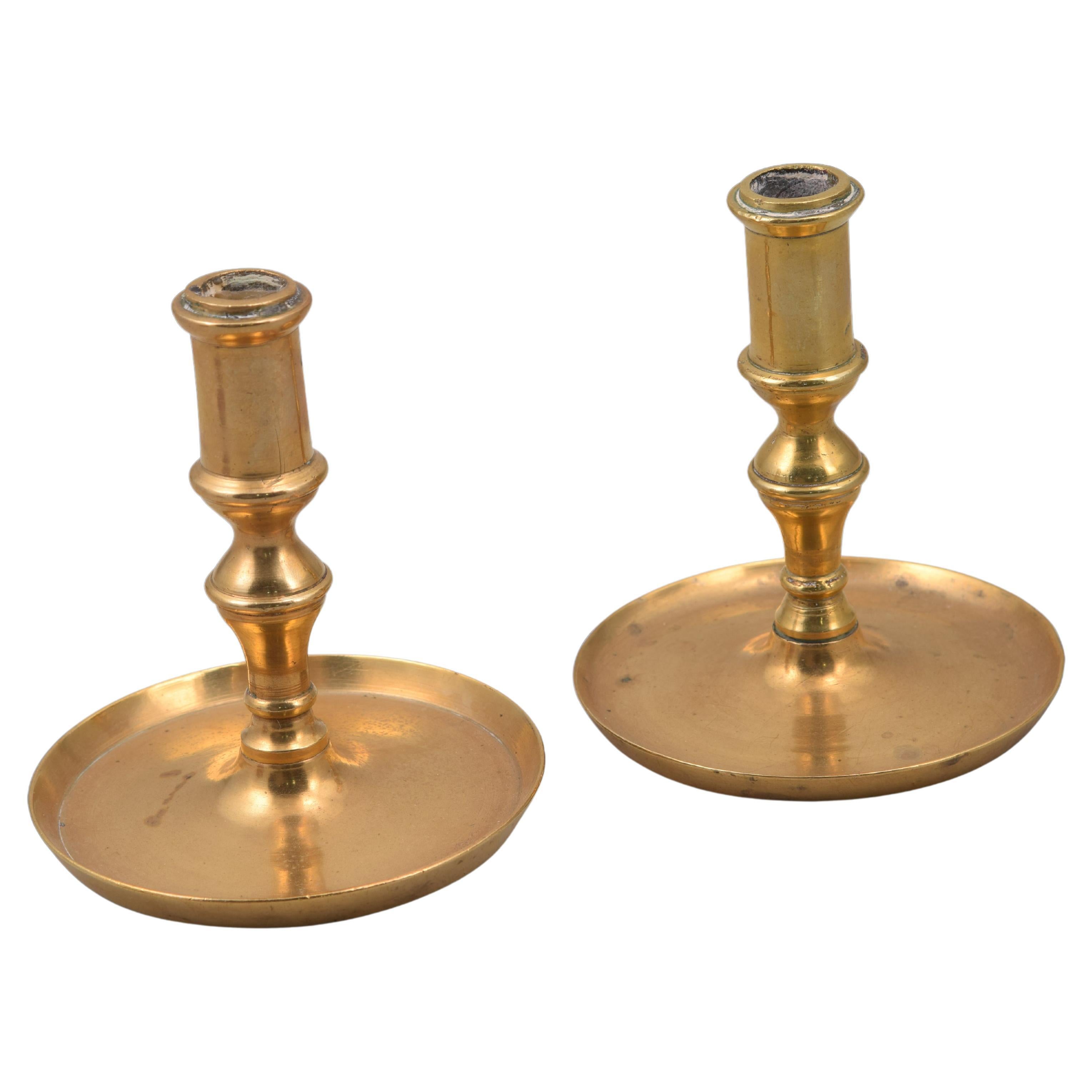 15th Century, Pair of Mamluk Cast Brass Candlesticks from Egypt or