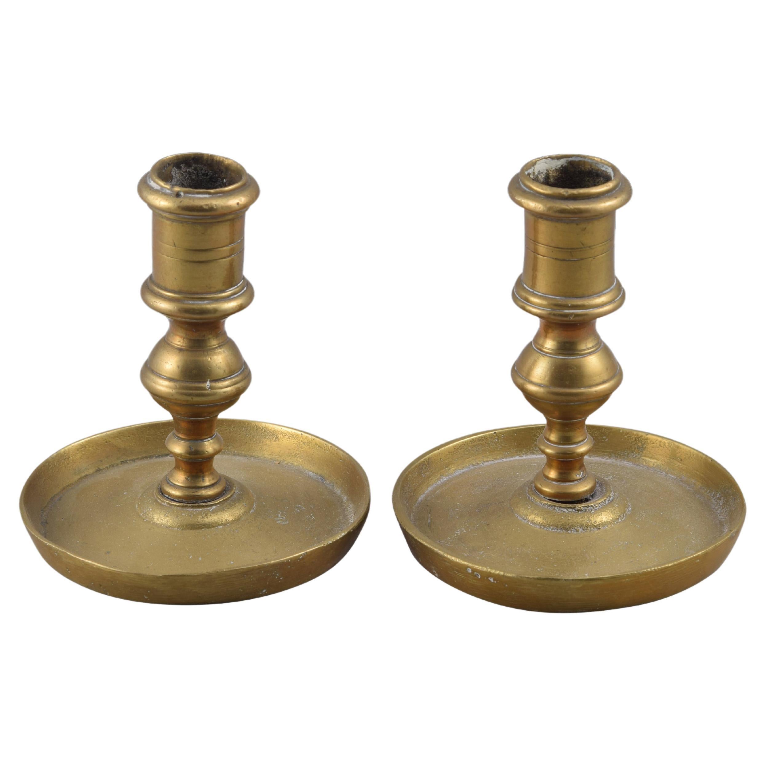Pair of Candlesticks or Candle Holders, Bronze, 19th Century For Sale