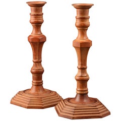 Pair of Candlesticks or Candleholders, Patinated Bronze