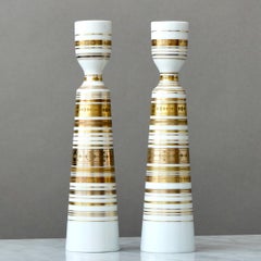 Pair of candlesticks Quatre Couleurs by Bjorn Wiinblad. Rosenthal Germany, 1970s
