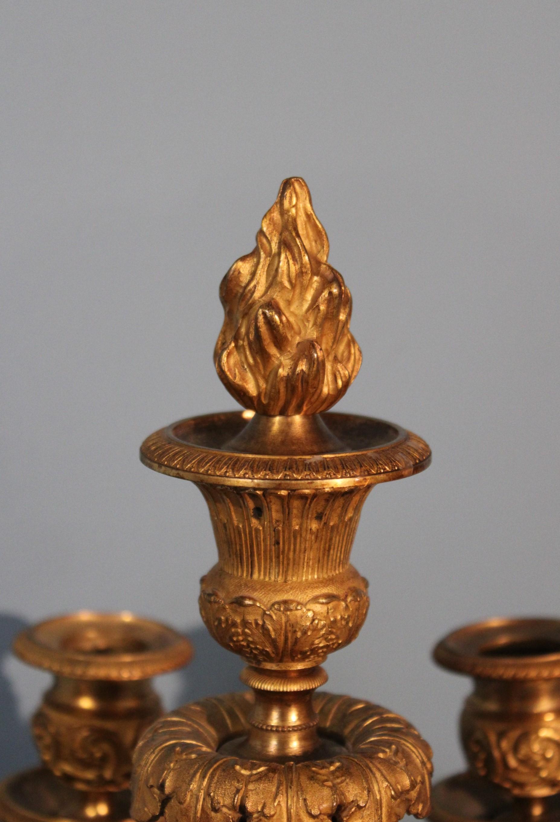 Bronze Pair of Candlesticks Restauration Period For Sale