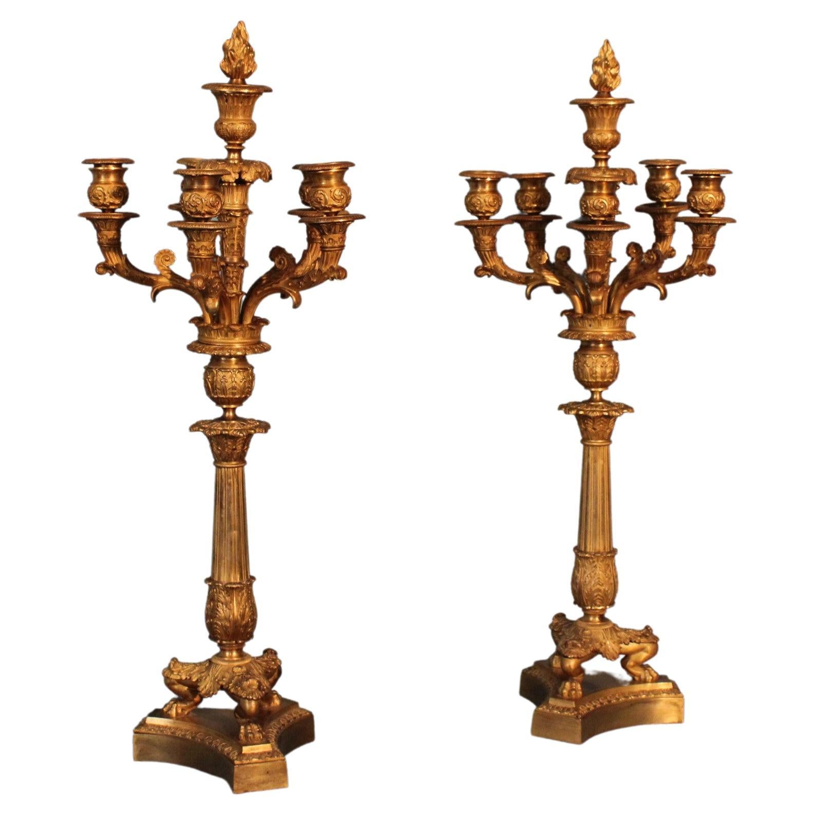 Pair of Candlesticks Restauration Period For Sale