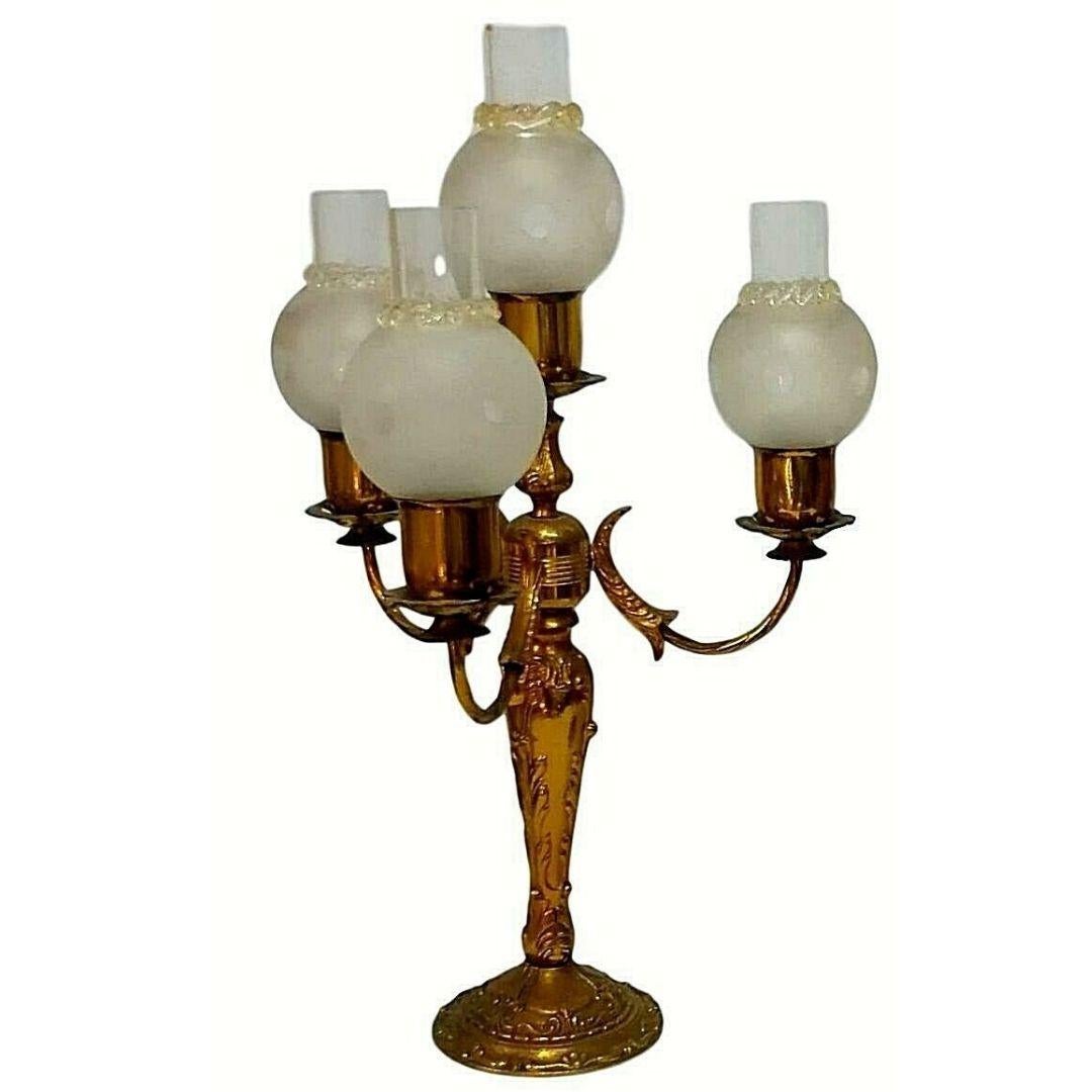 Art déco Paire de lampes de bureau chandeliers à quatre lumières, années 1960